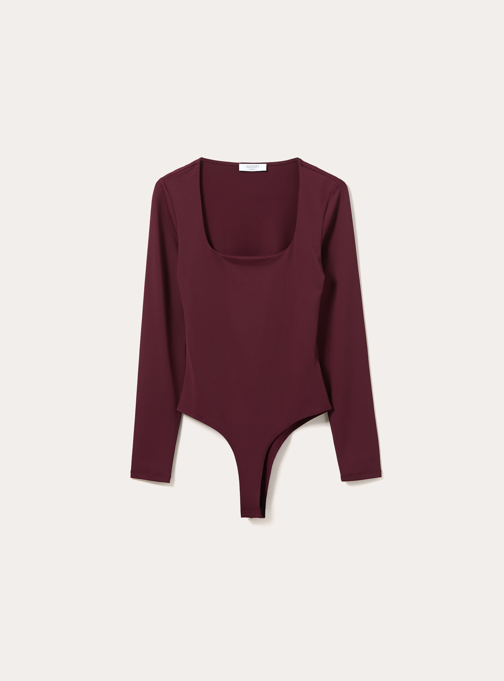 Body a manches longues avec encolure carre, BO1 BORDEAUX DARK