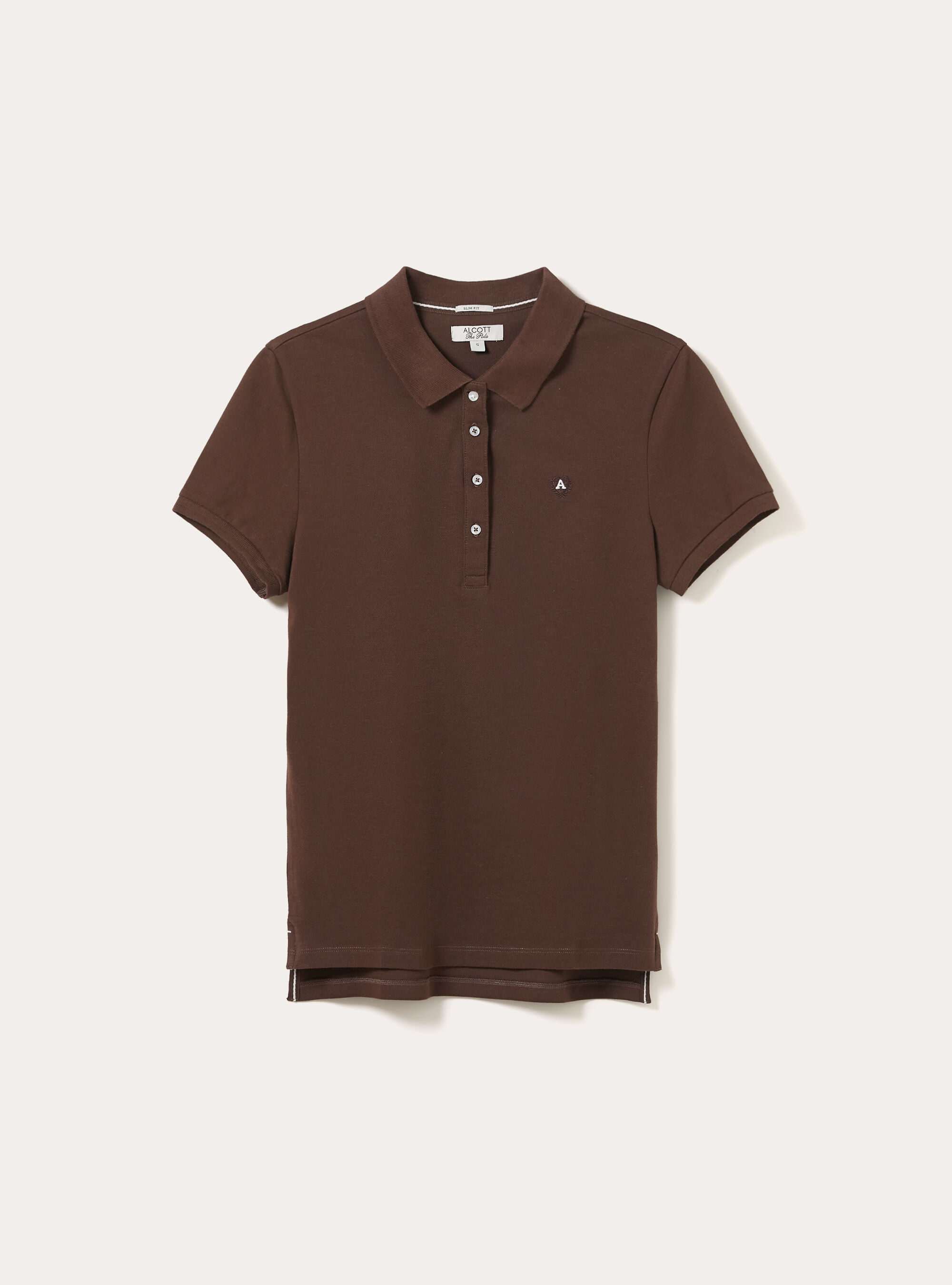 Polo Slim Fit avec Logo Brod&eacute;, BR2 BROWN MEDIUM