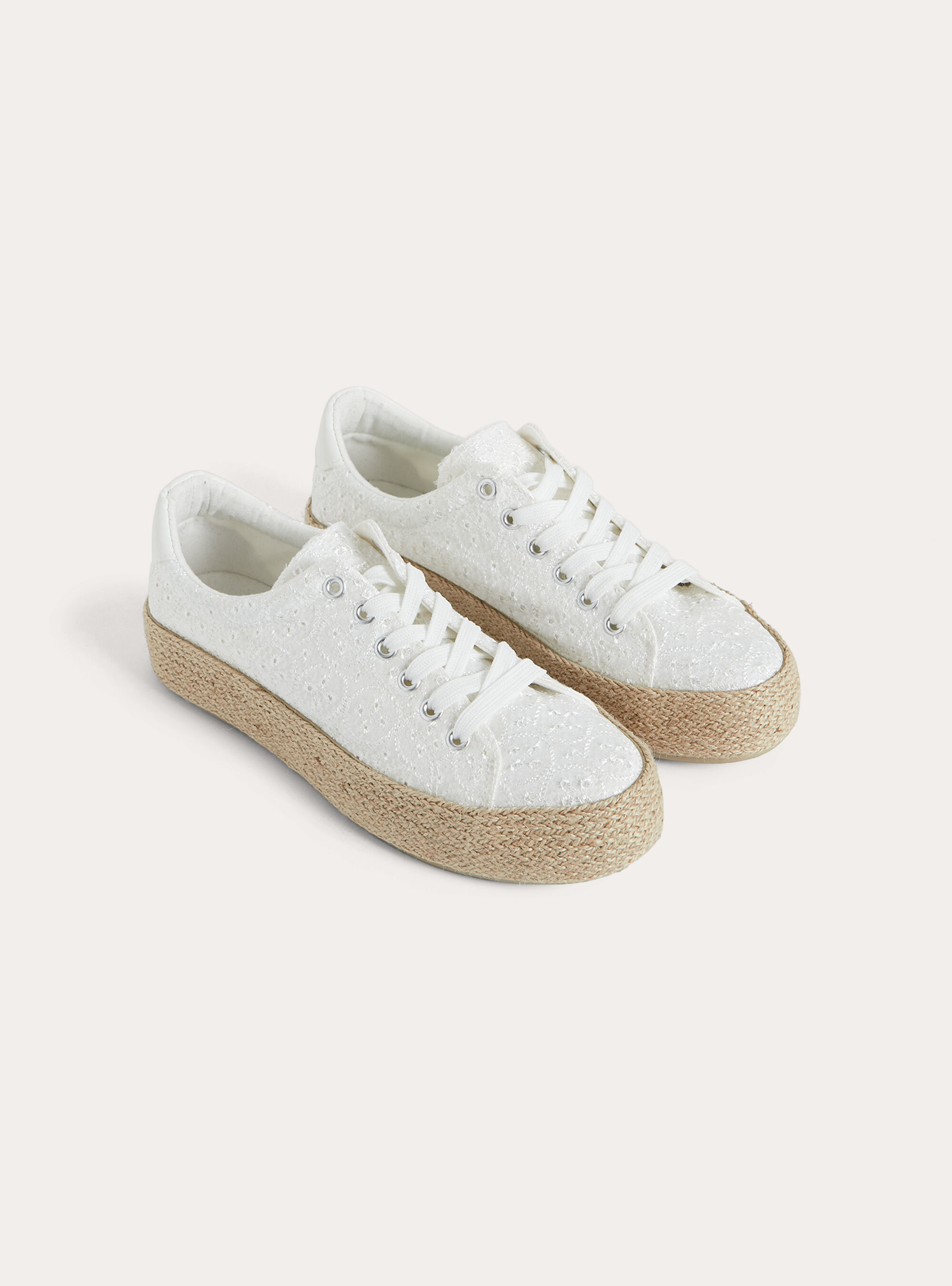 Embroidered Sneakers with Jute Sole