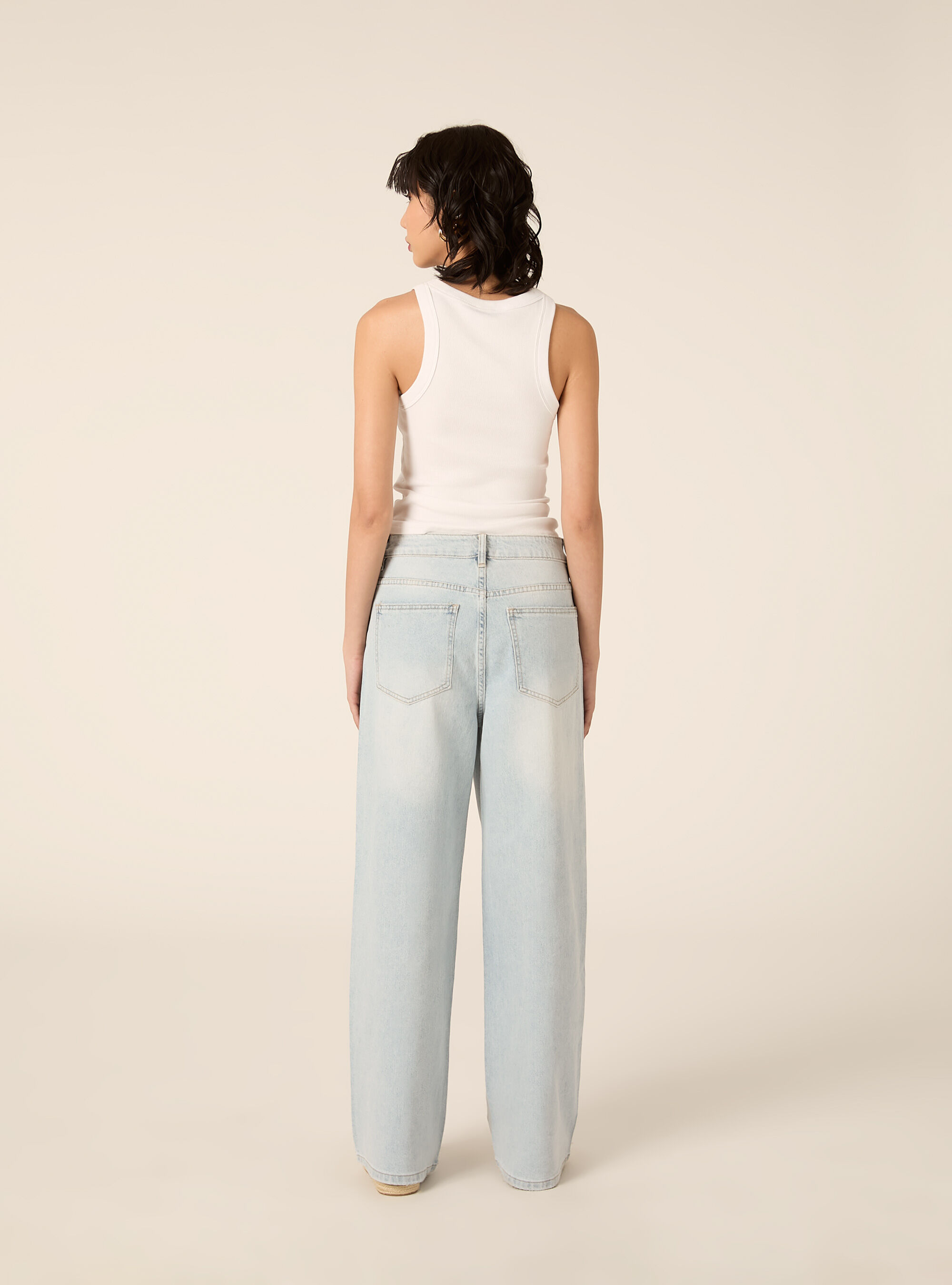 Straight fit jeans with embroidery and rhinestones, D006 AZURE