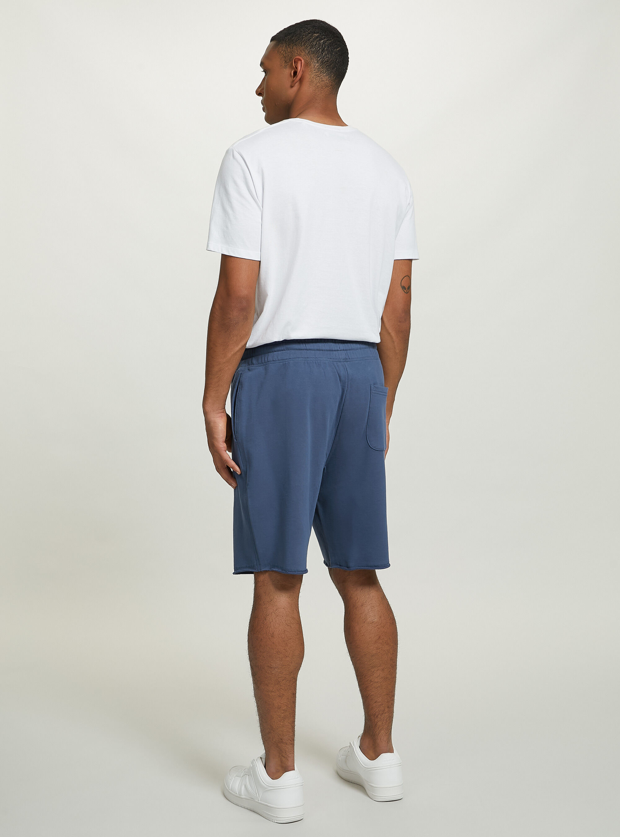 Cotton jogger bermuda shorts, BL2 BLUE MEDIUM