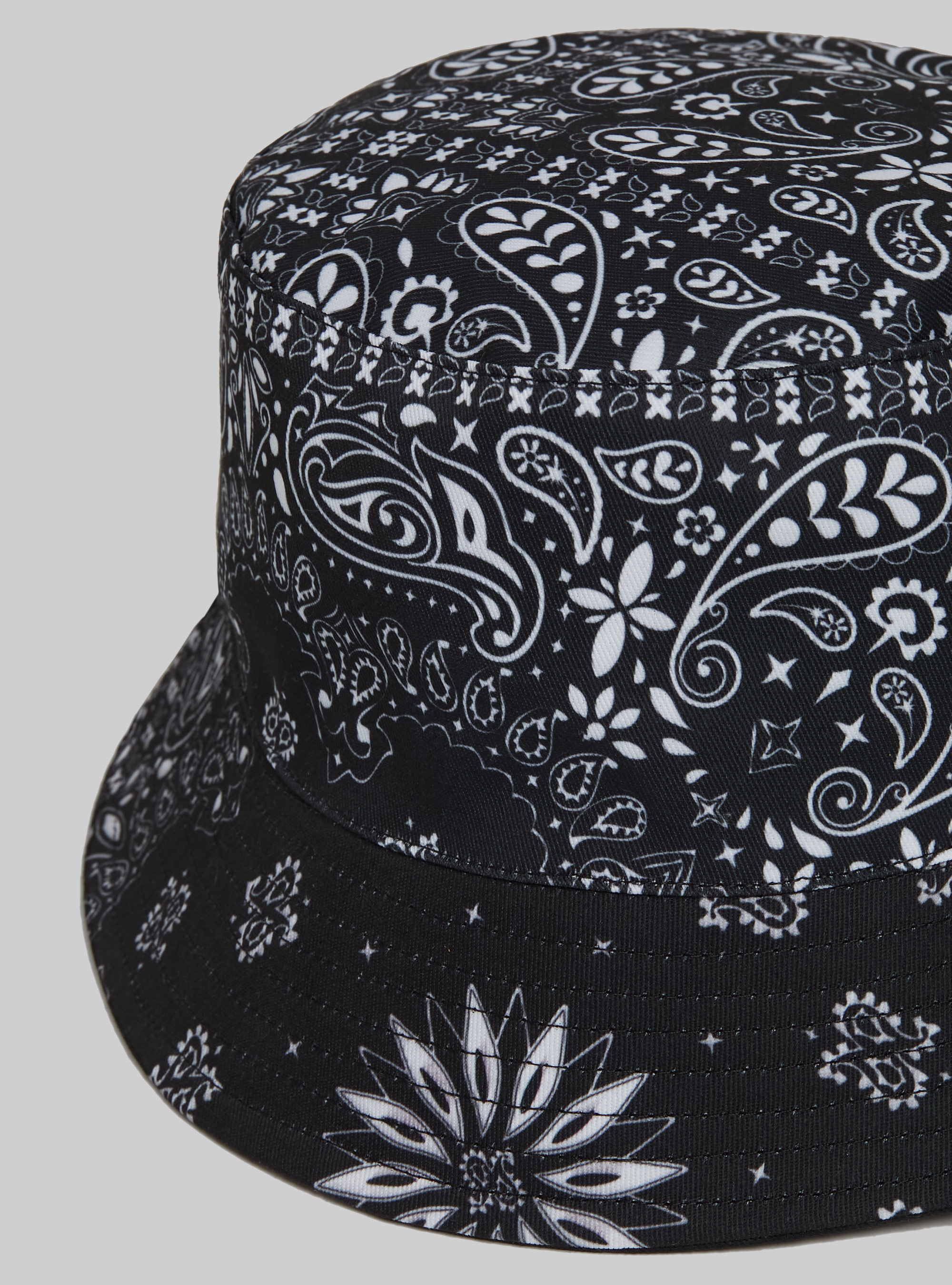 Cappello pescatore con stampa paisley reversibile, BK1 BLACK