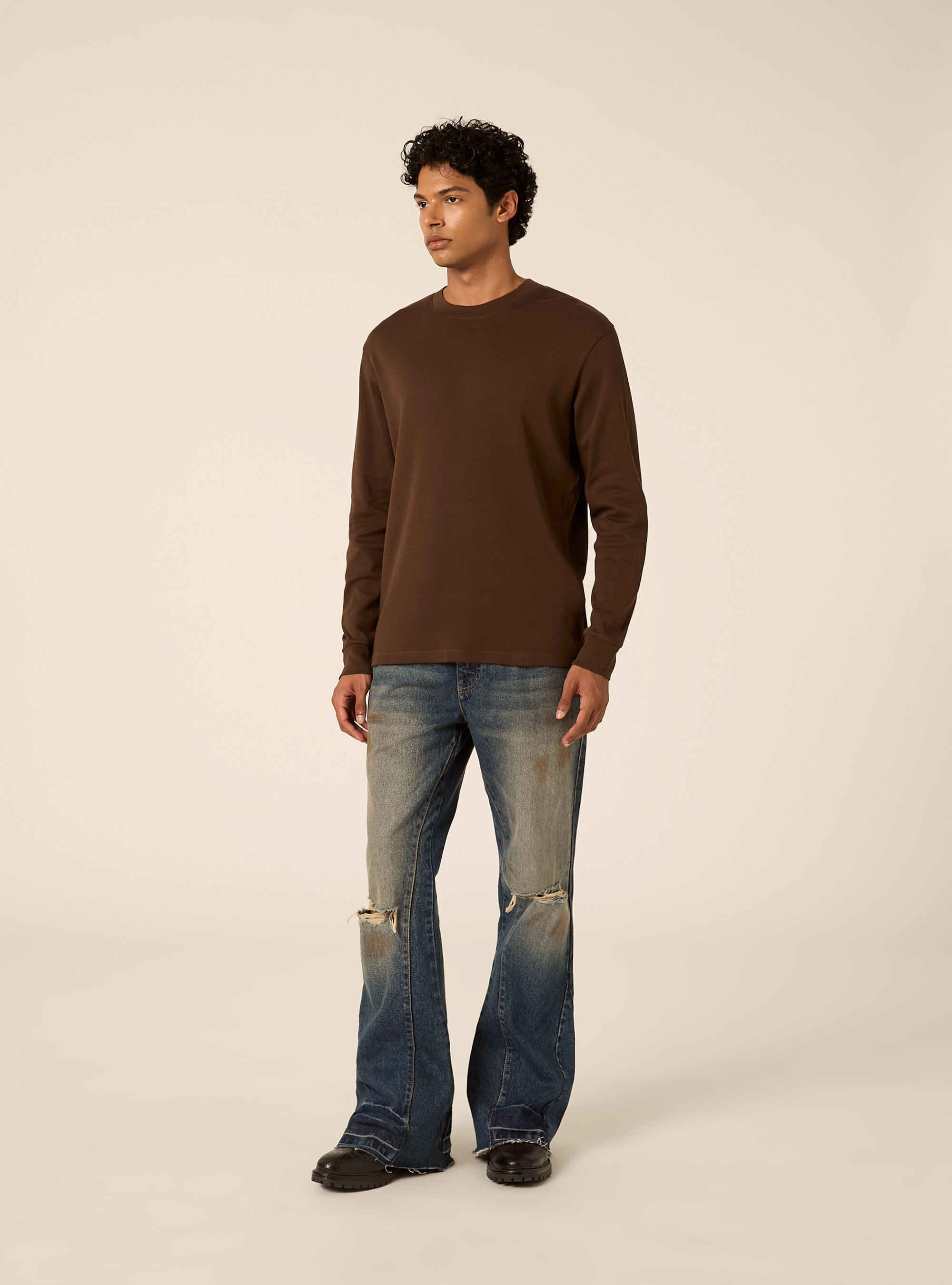 Maglia girocollo maniche lunghe interlock