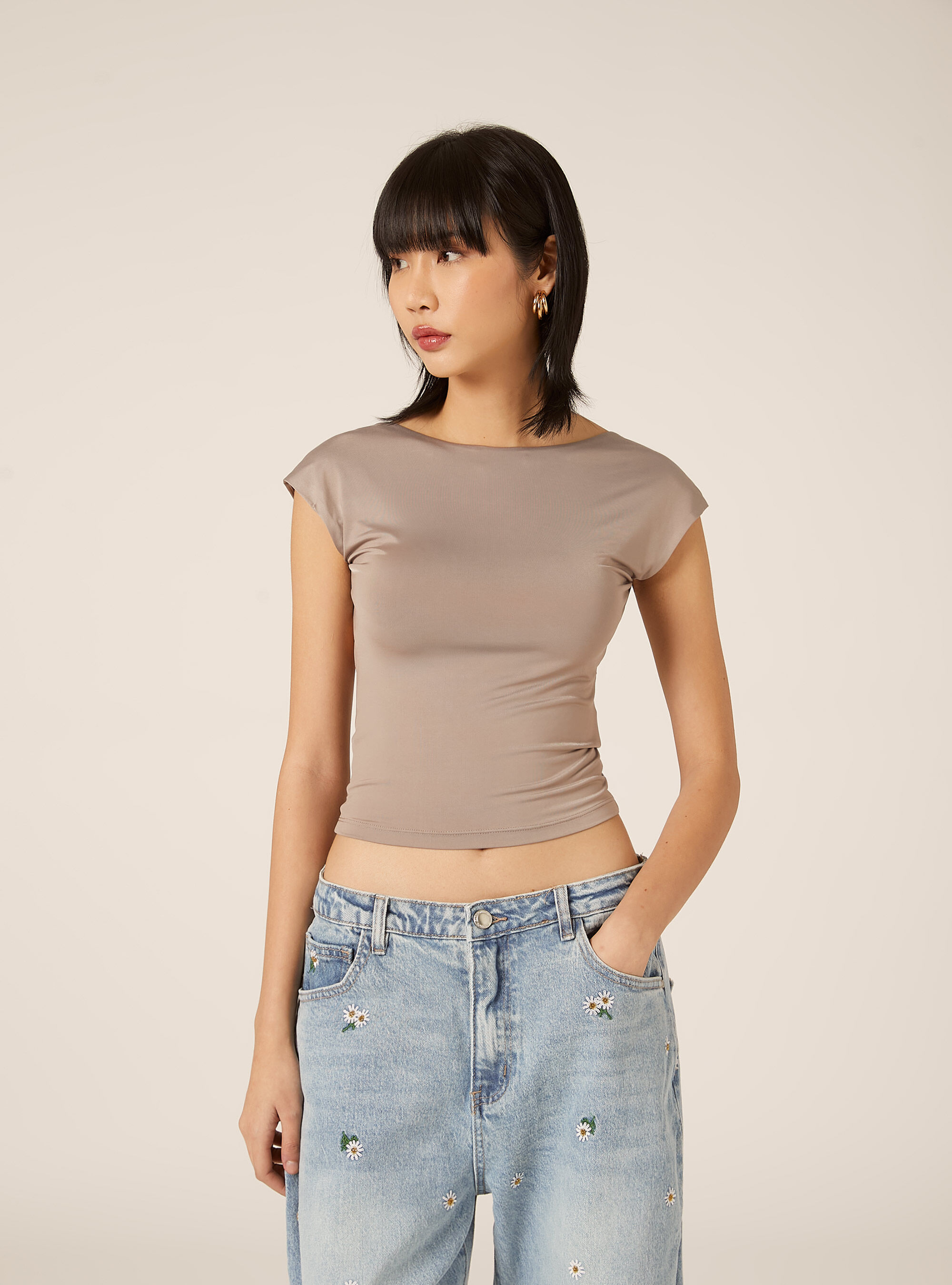 Maglietta con schiena scoperta, SA1 SAND DARK