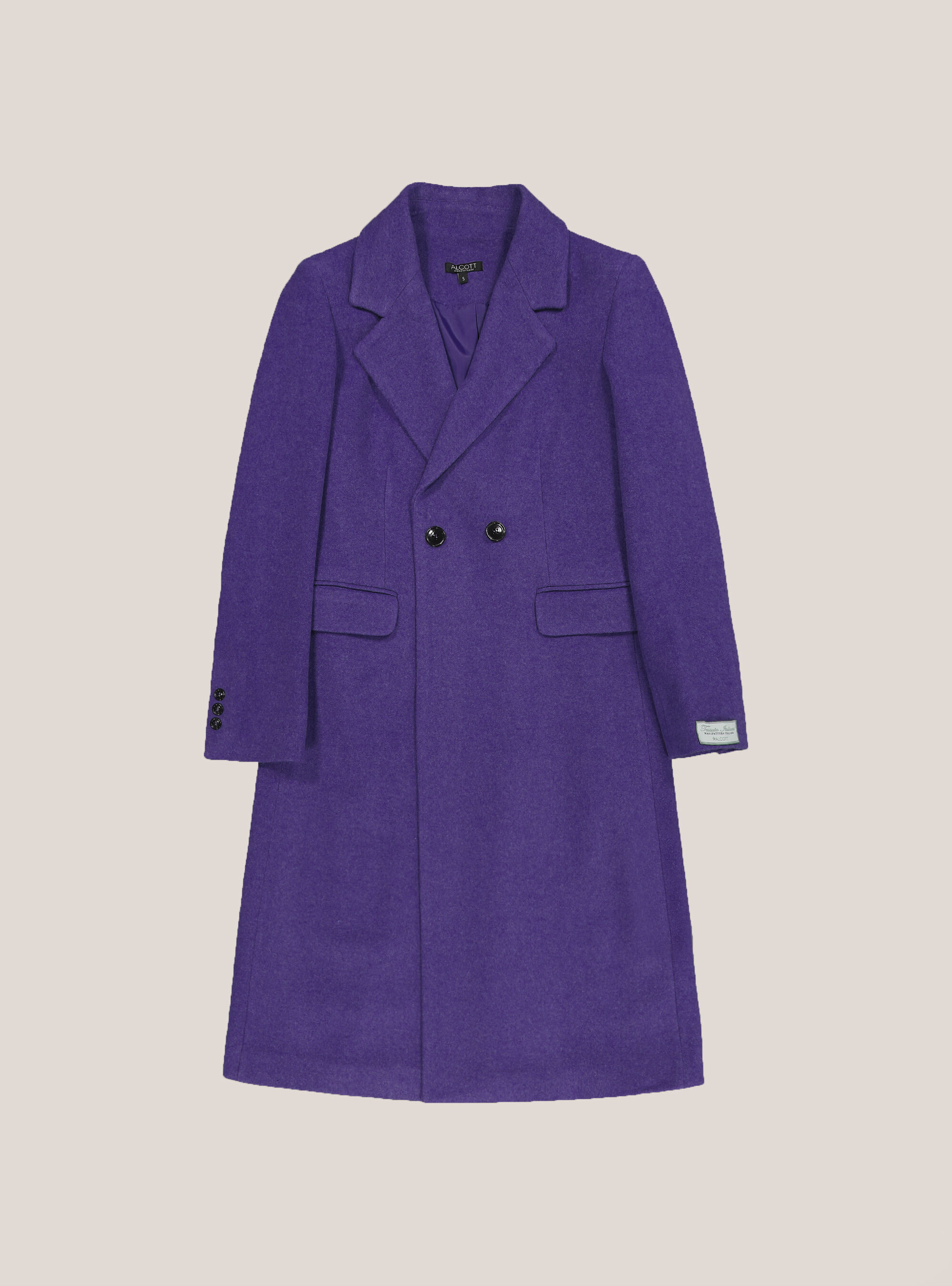 Cappotto monopetto lungo in misto lana, VI2 VIOLET MEDIUM