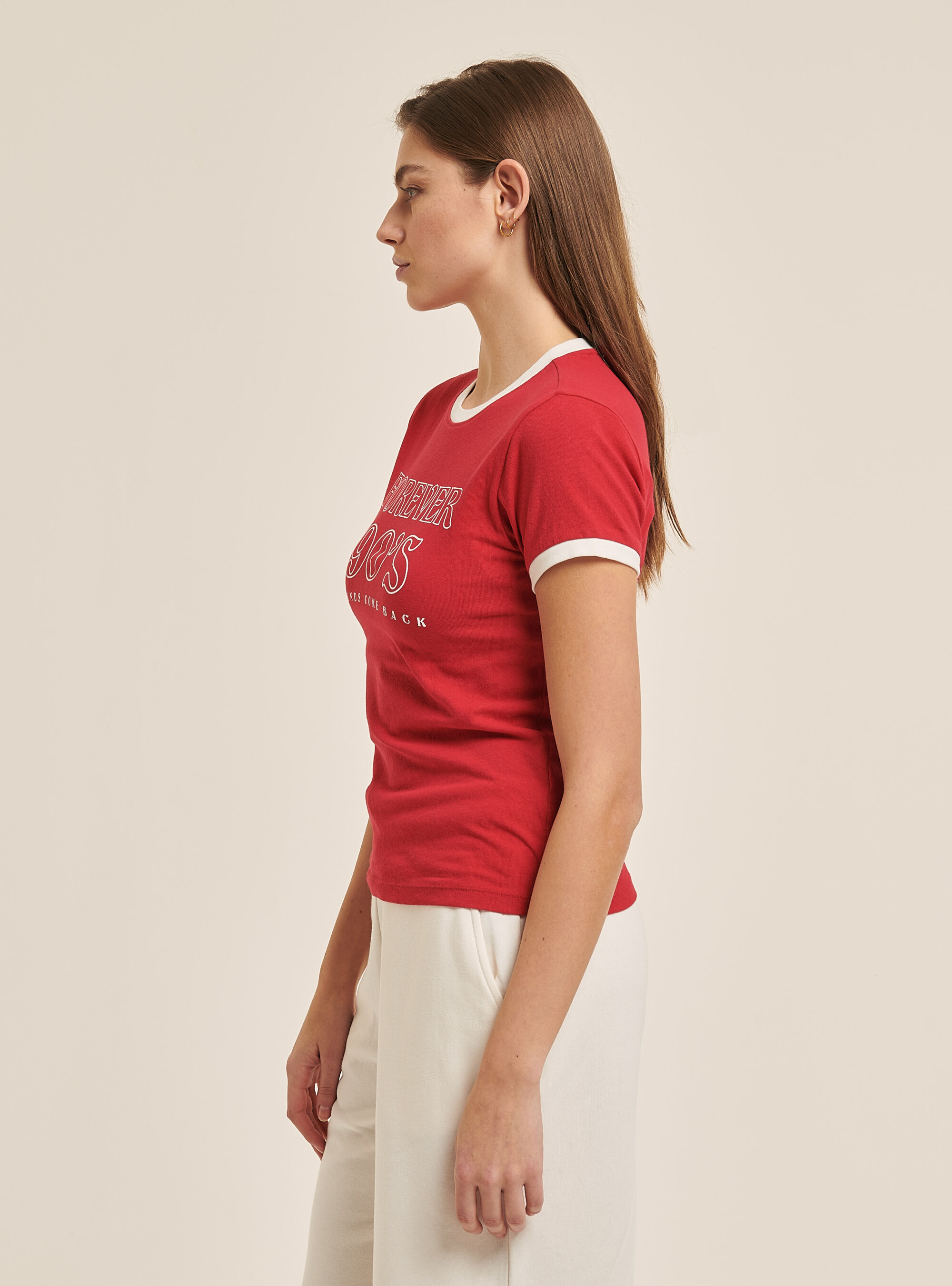 Letterpress T-shirt in combed cotton, RED