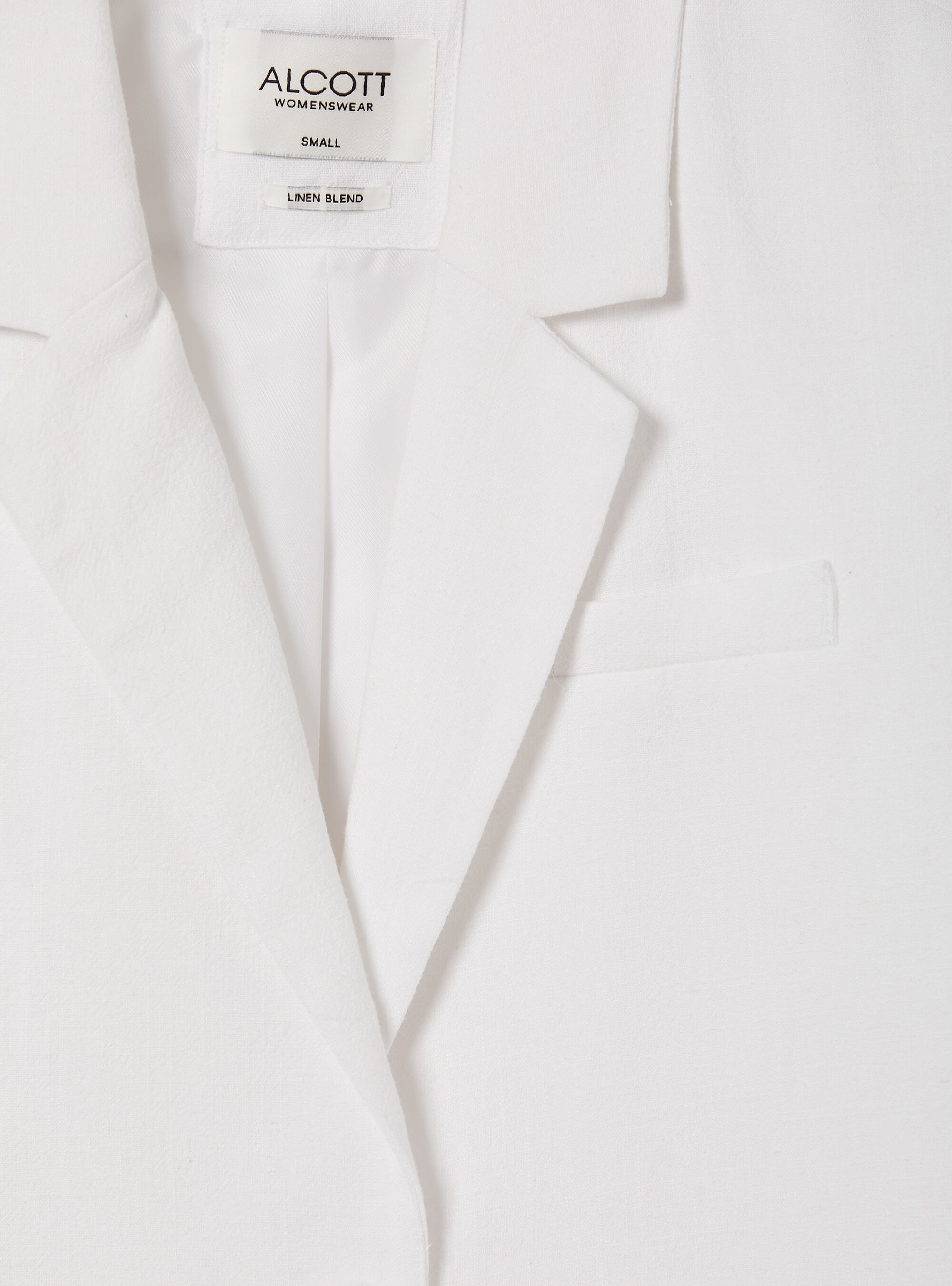 Linen blend cropped blazer, WH2 WHITE