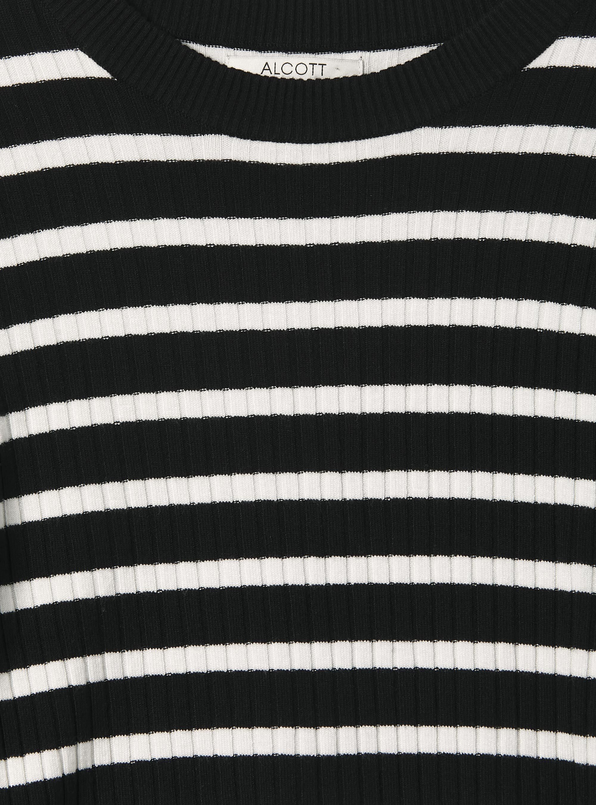 Pull ray&eacute; cotele, BK1 BLACK