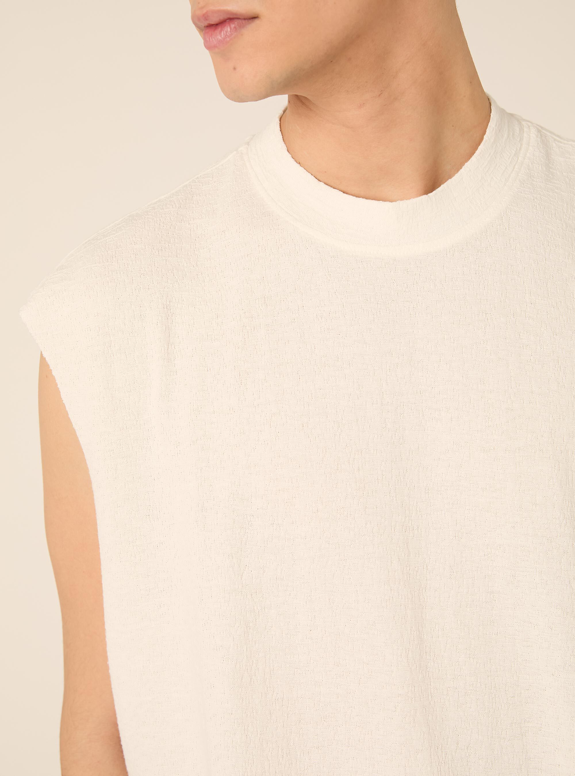 Canotta boxy fit  in jersey texture, WH2 WHITE