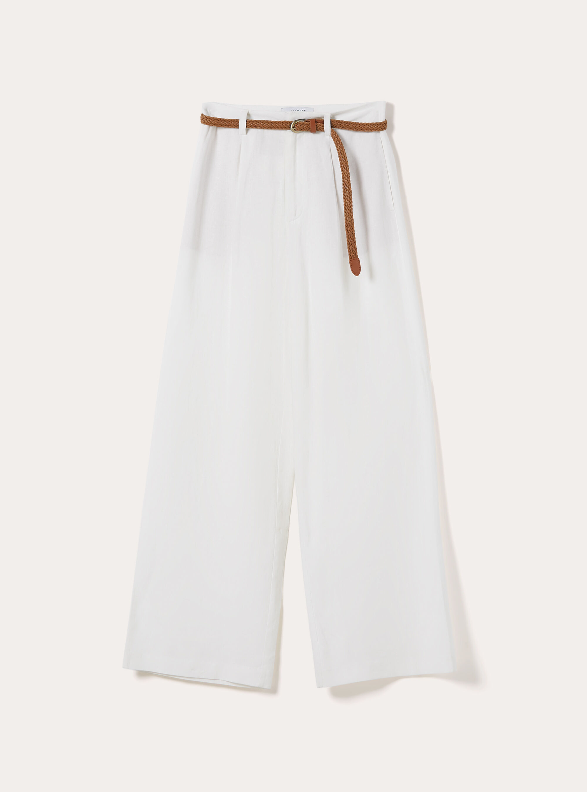 Hose aus Leinenmischung mit G&uuml;rtel, WH2 WHITE