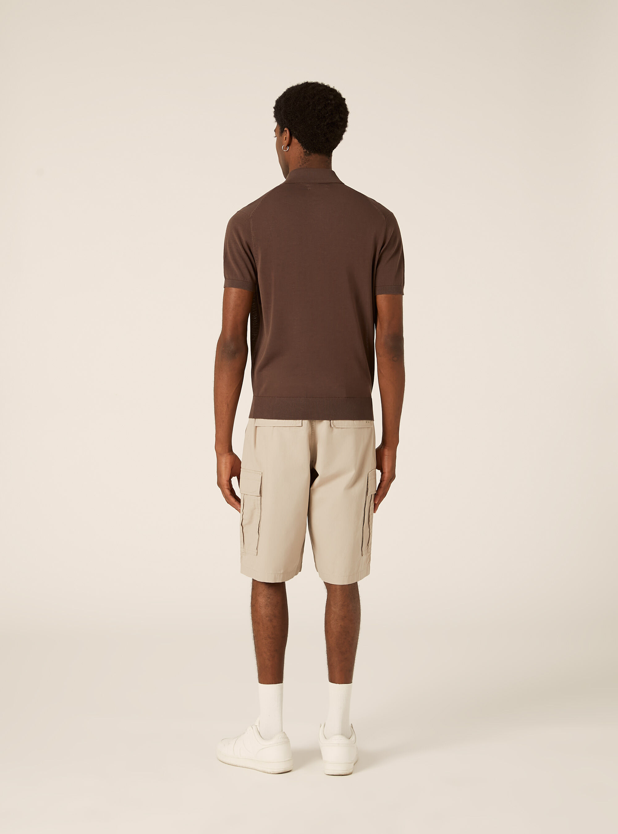 Extrafine cotton knit polo shirt, BR2 BROWN MEDIUM