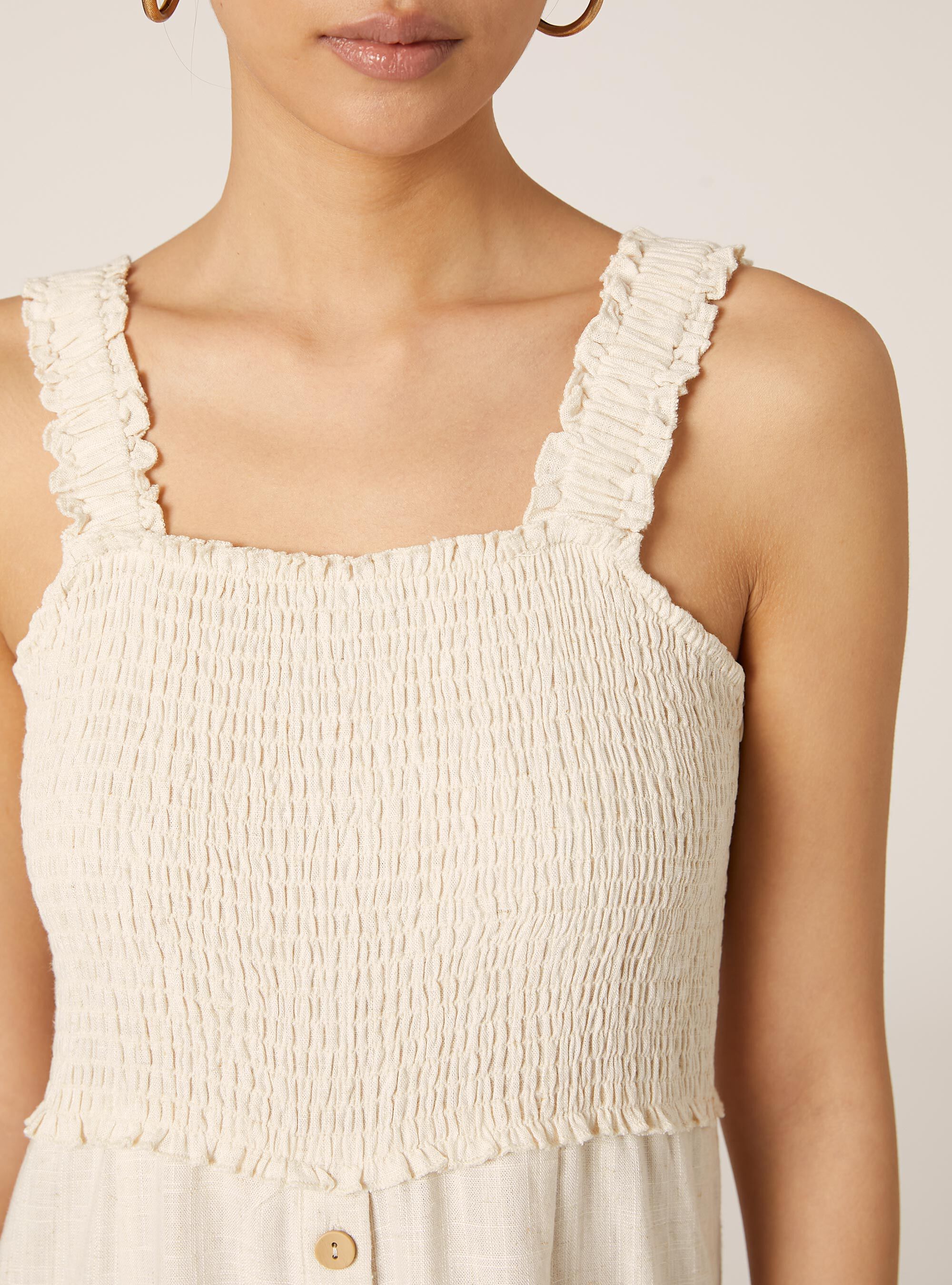 Midikleid aus Leinenmischung, BG3 BEIGE LIGHT