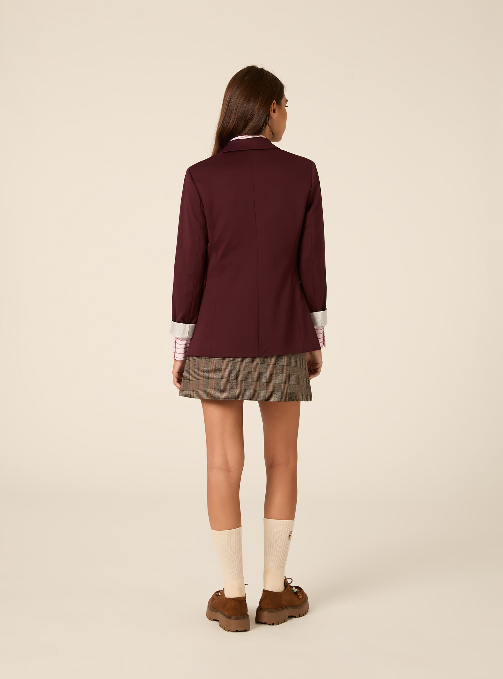 Blazer droit structure a revers, BO1 BORDEAUX DARK