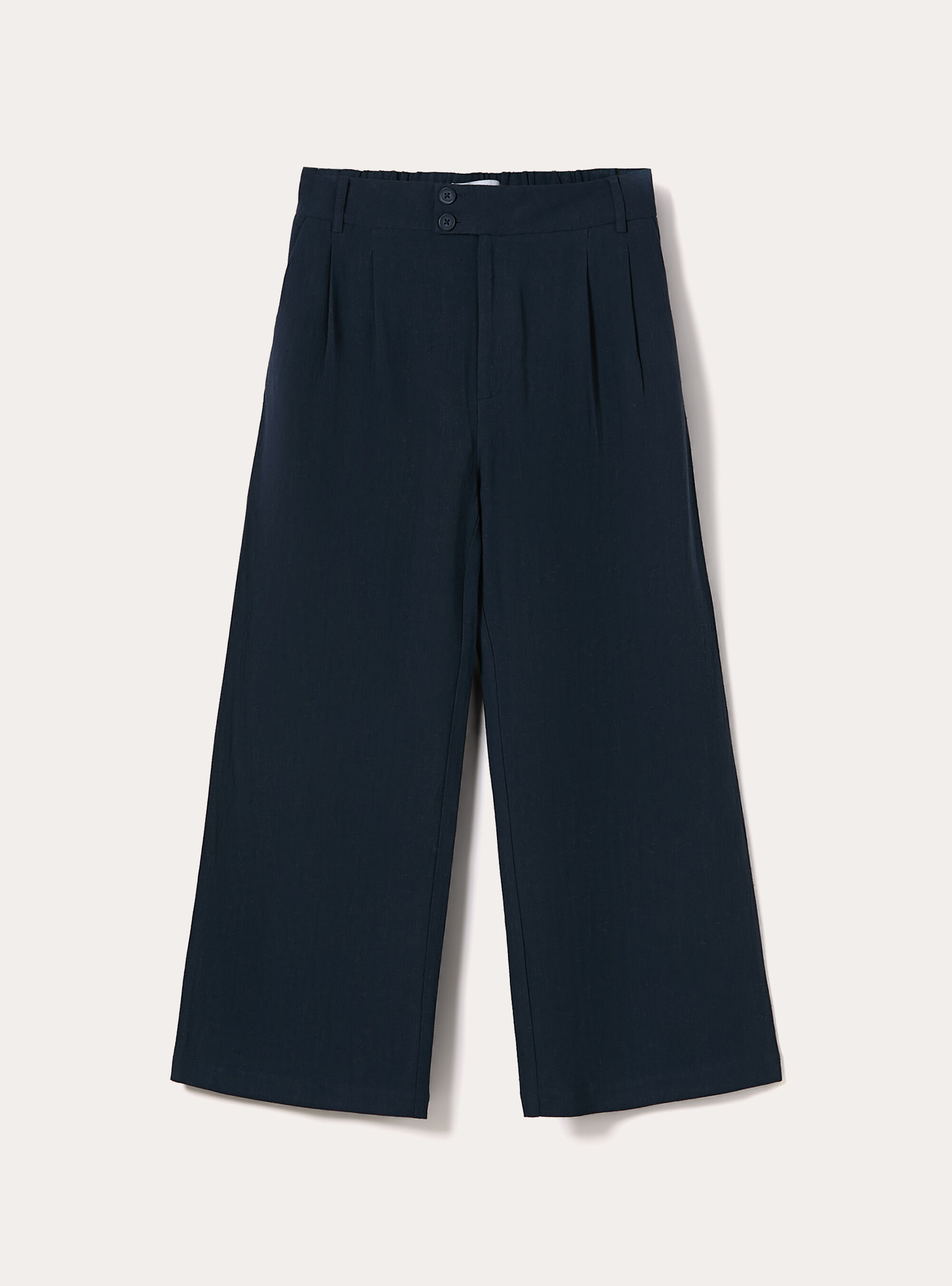 Pantaloni wide leg in misto lino, NA2 NAVY MEDIUM