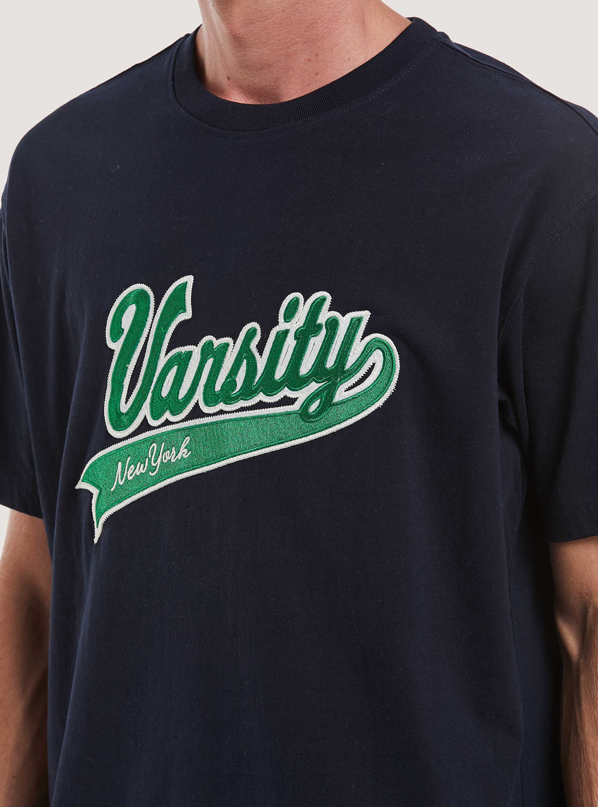 T-shirt with college patch, NA1 NAVY DARK