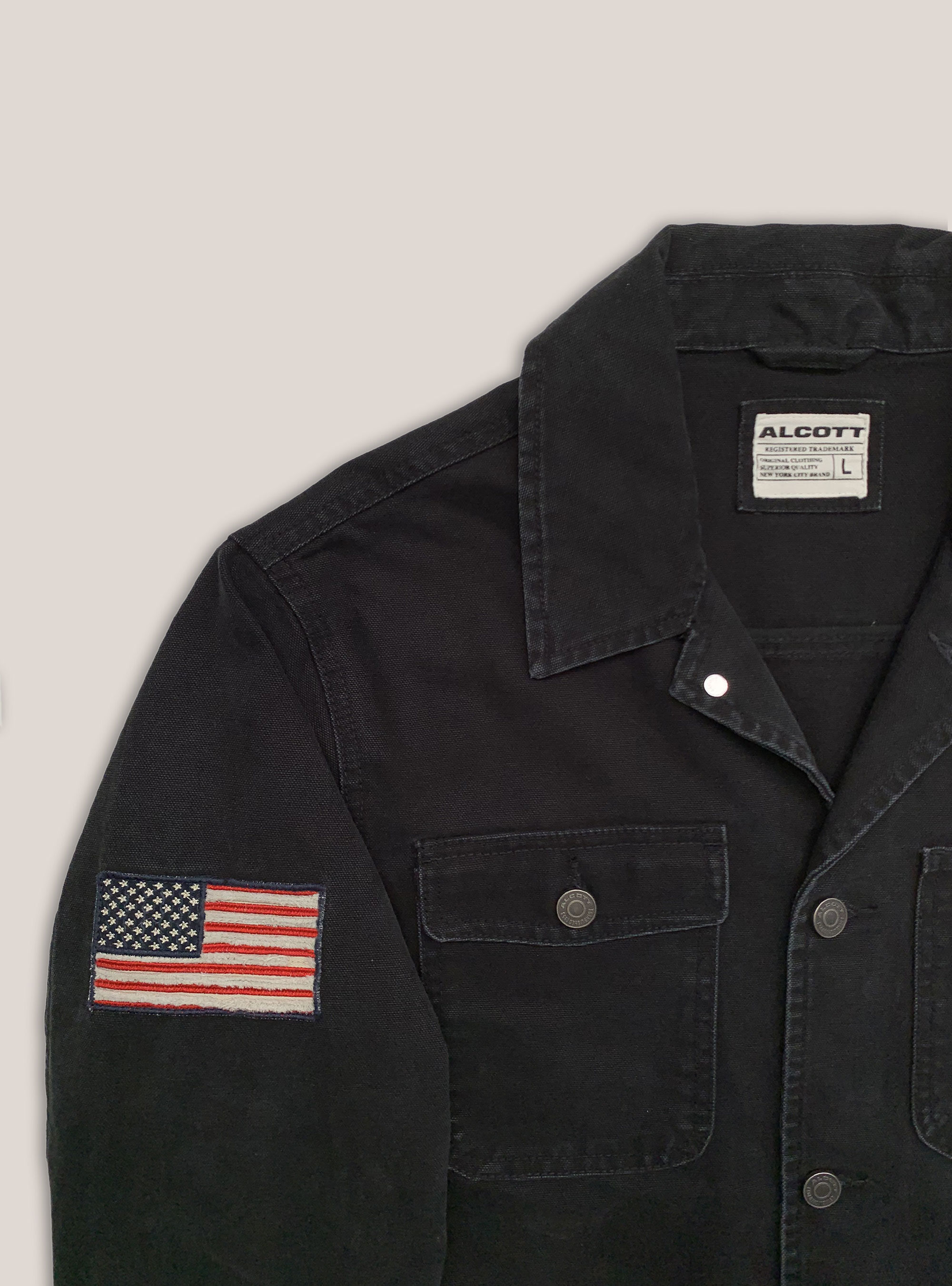 Canvas jacket with shirt collar, BLACK