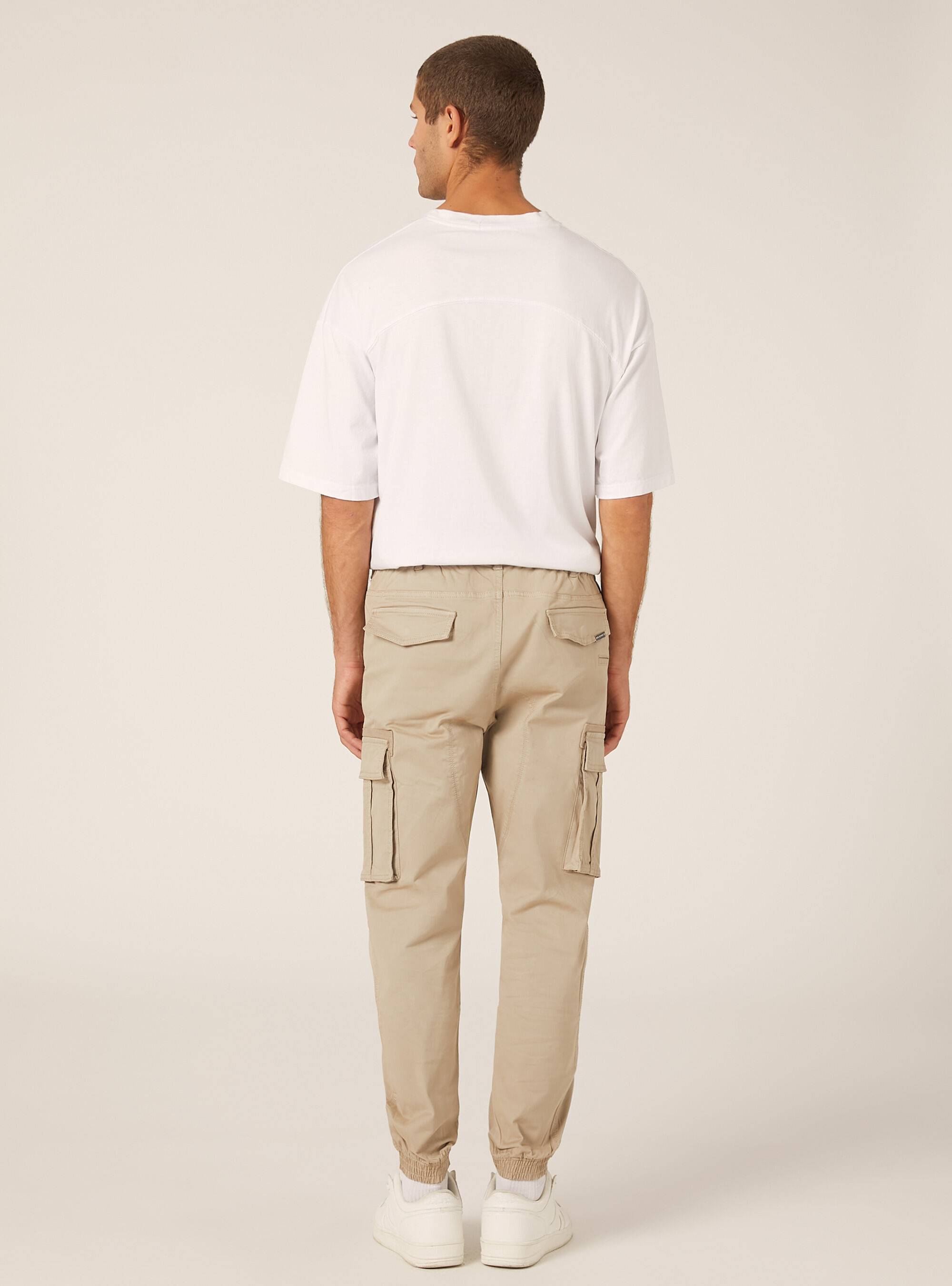 Stretch twill cargo jogger pants, BG2 BEIGE MEDIUM