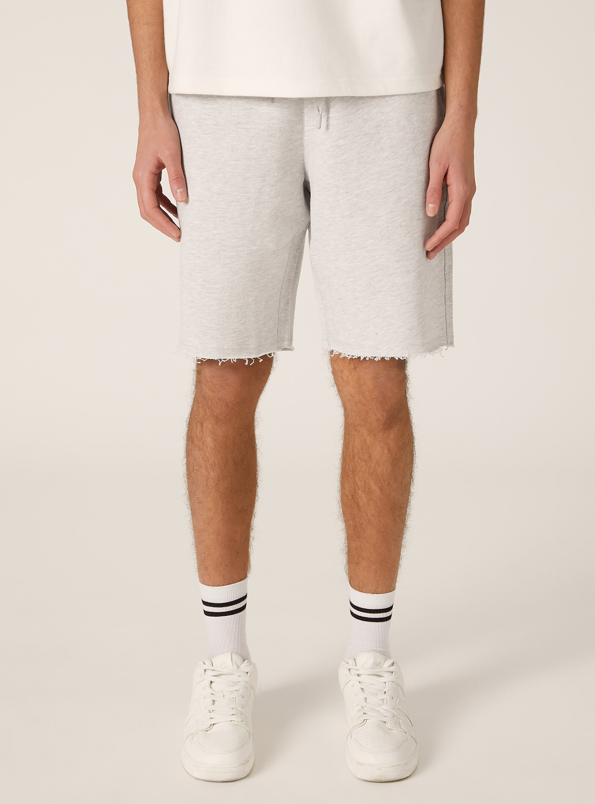 Bermuda jogger en coton, MGY3 GREY MEL LIGHT