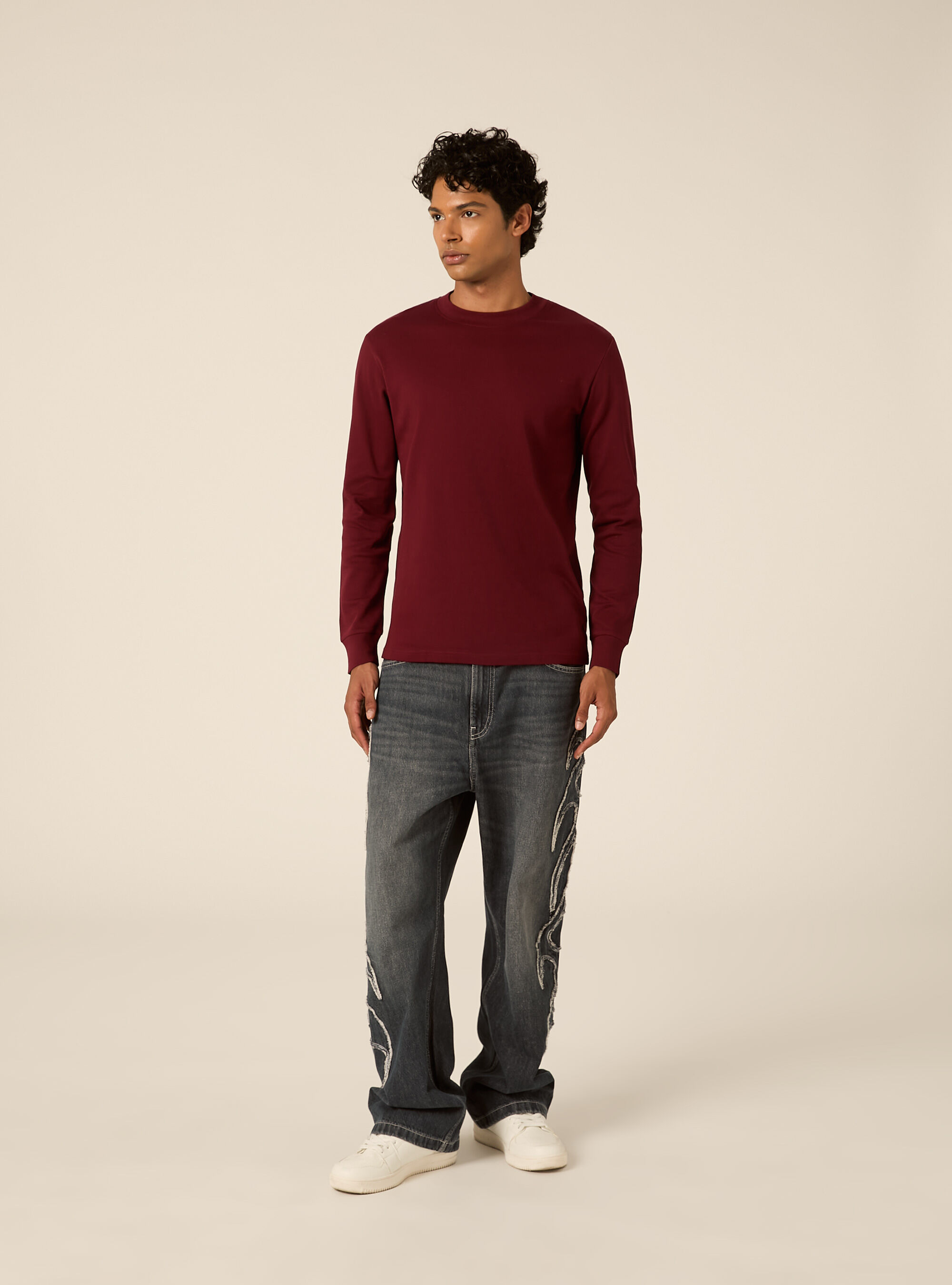 Maglia girocollo maniche lunghe interlock