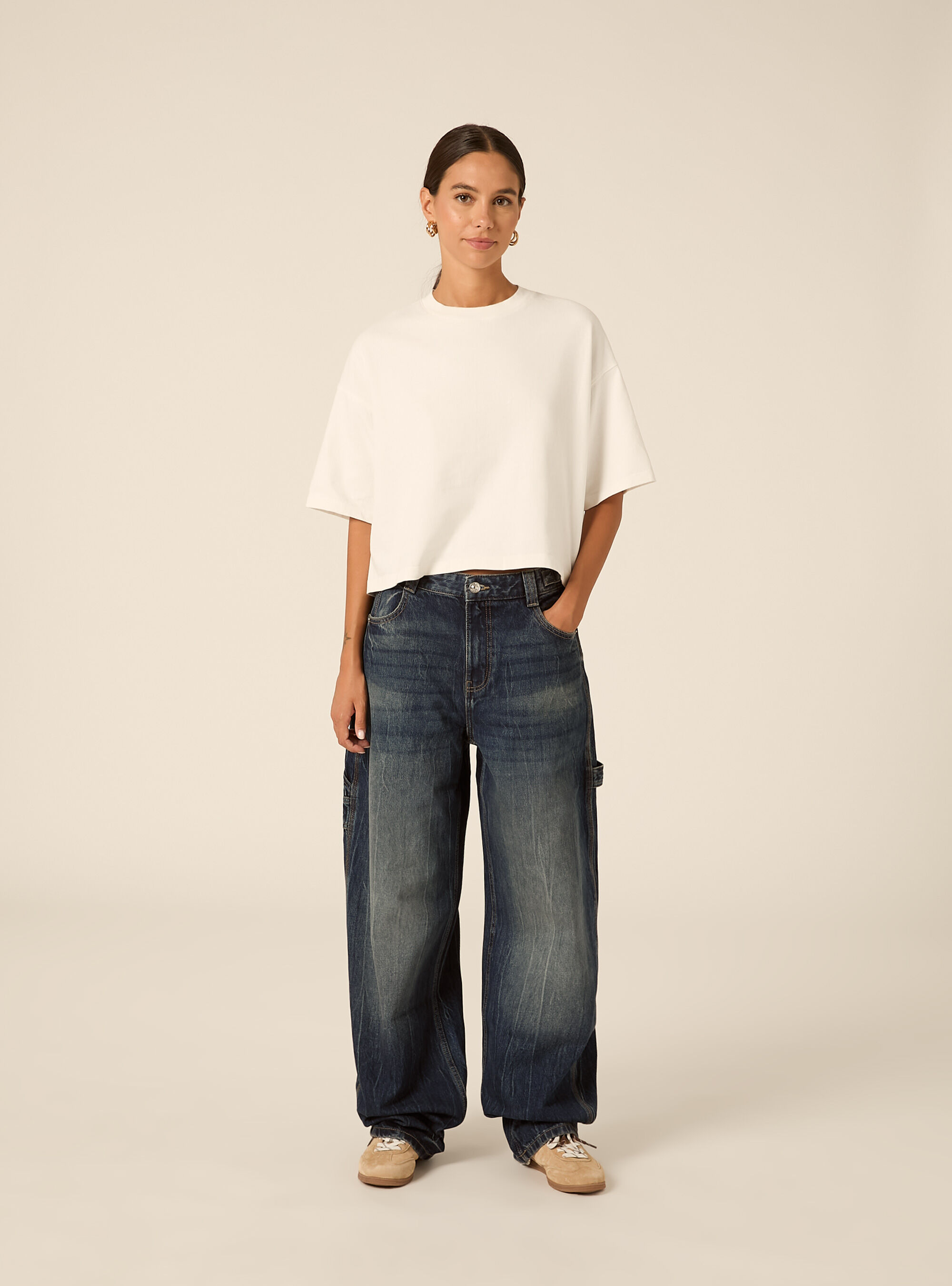 Jeans balloon carpenter con vita regolabile