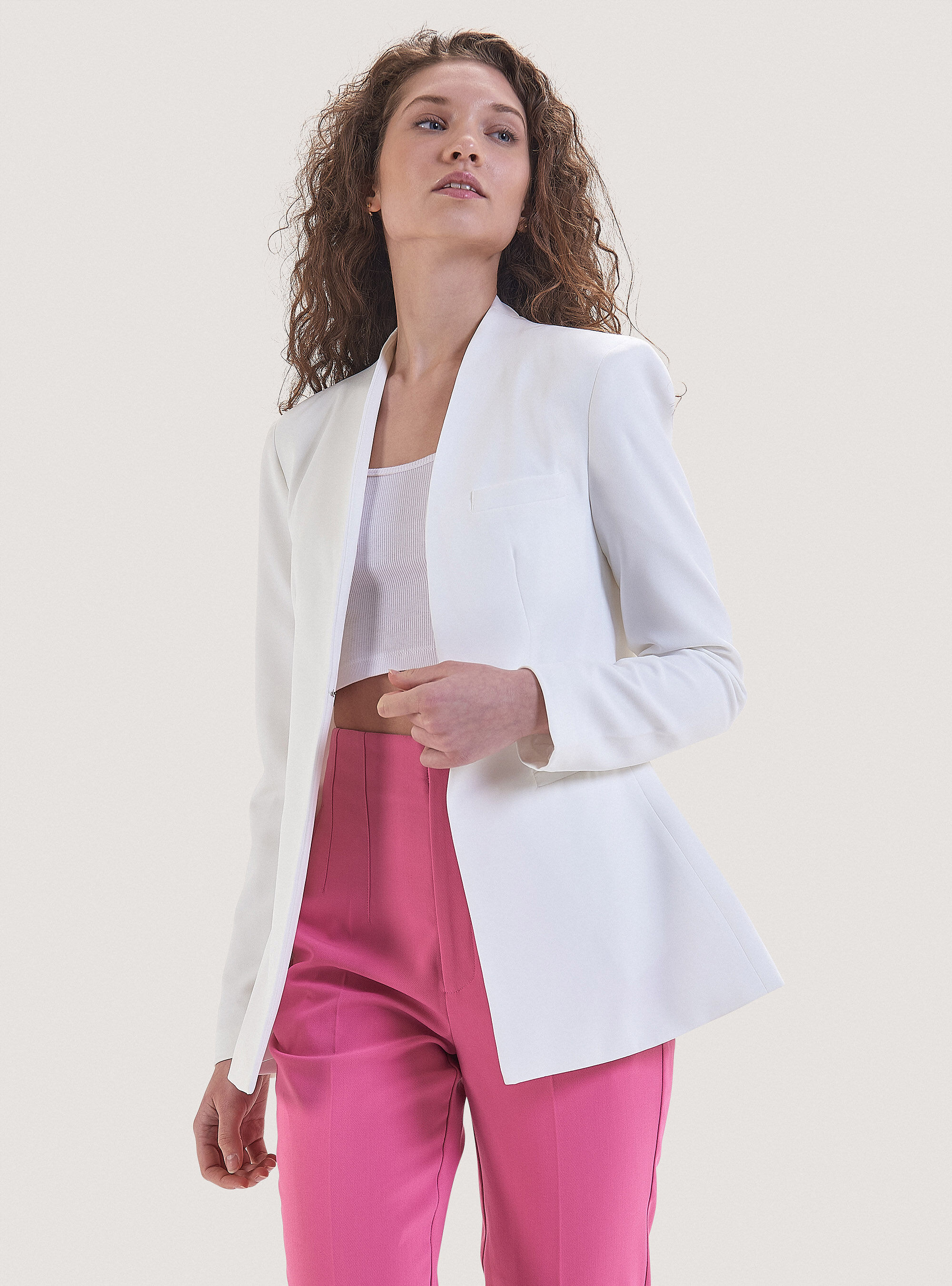 Plain-coloured blazer, WH1 OFF WHITE