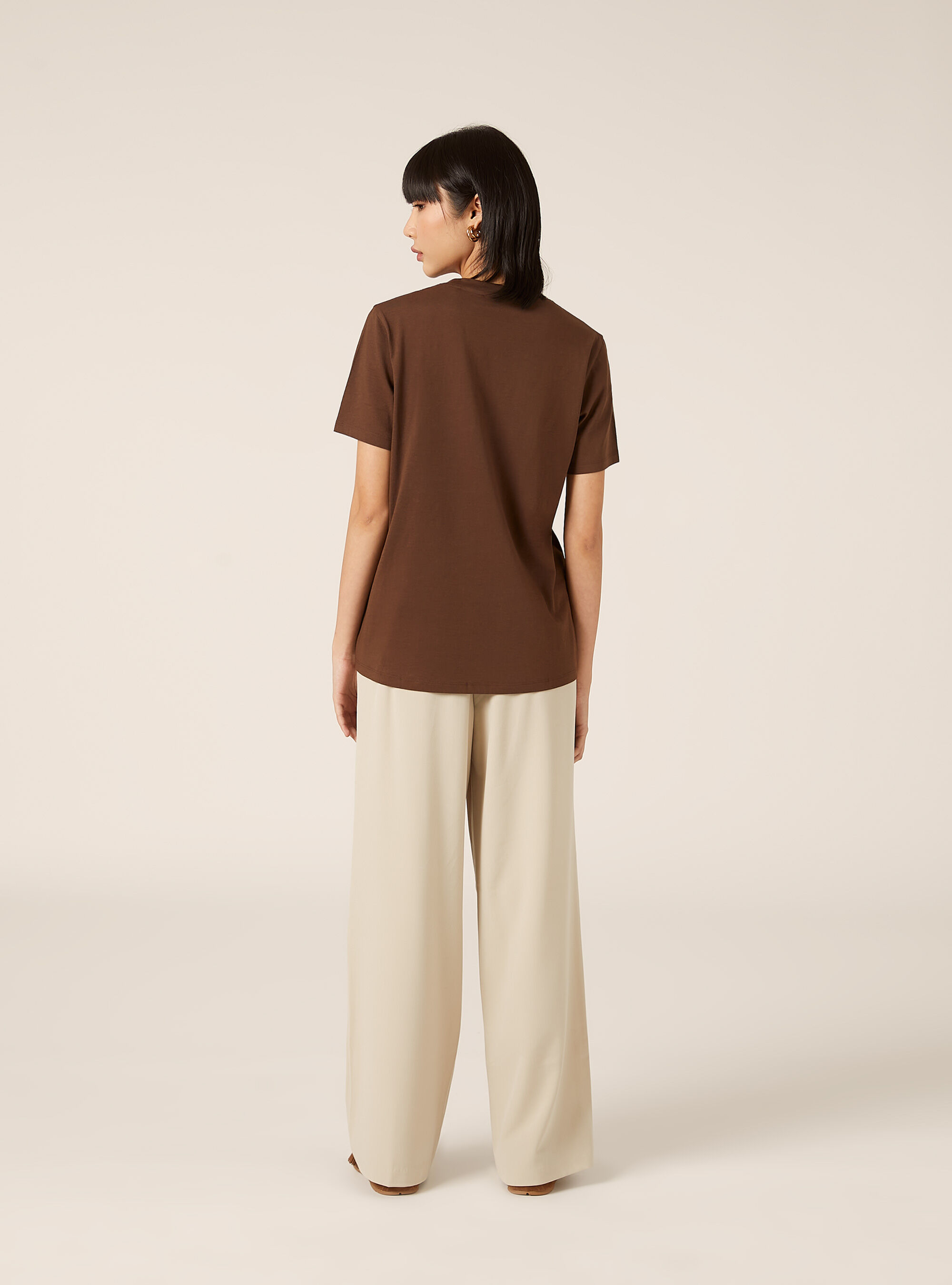 Cotton crew neck T-shirt, BR2 BROWN MEDIUM