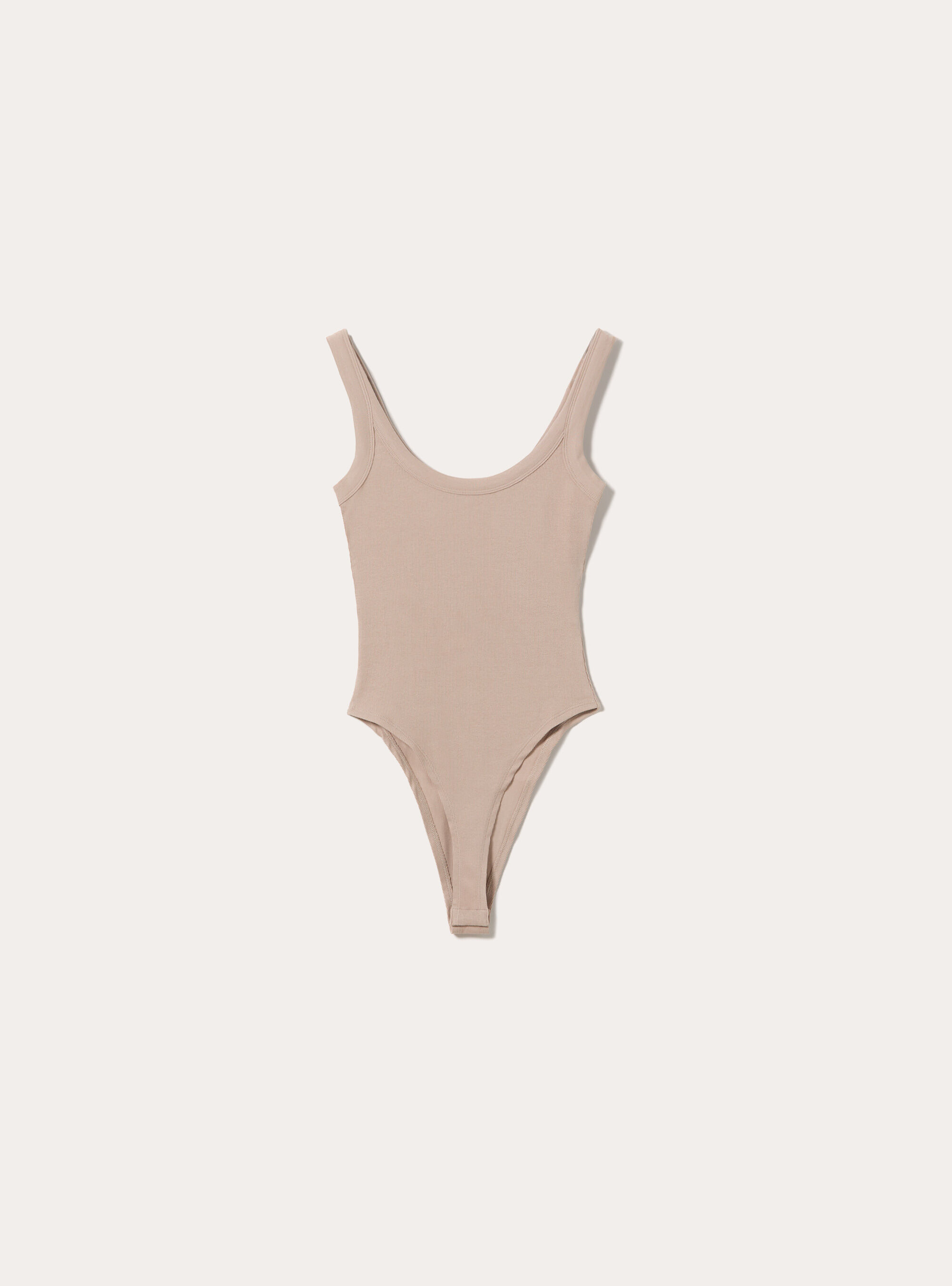 Gerippter Bodysuit mit Rundhalsausschnitt, BG2 BEIGE MEDIUM