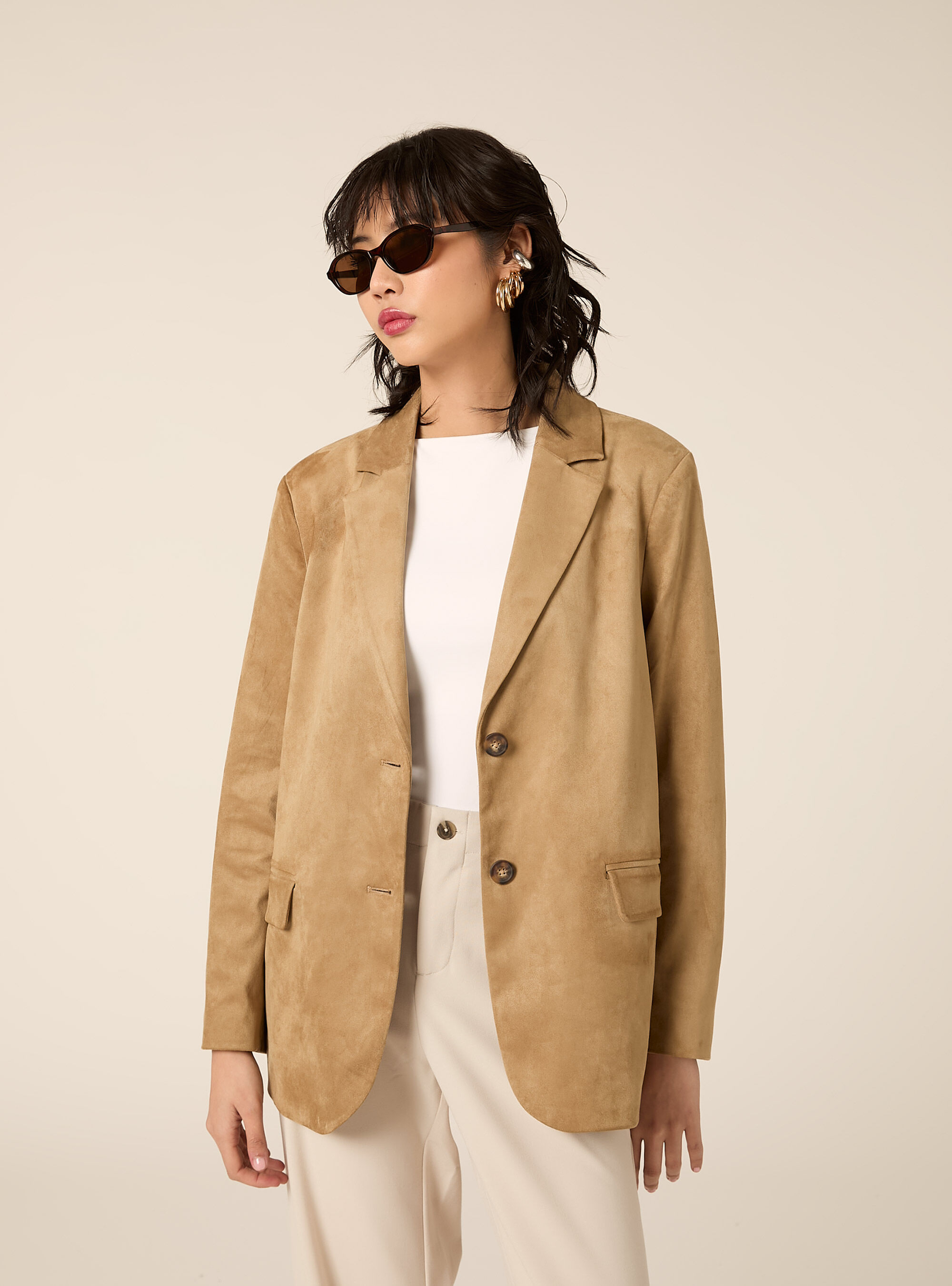 Blazer effetto camoscio