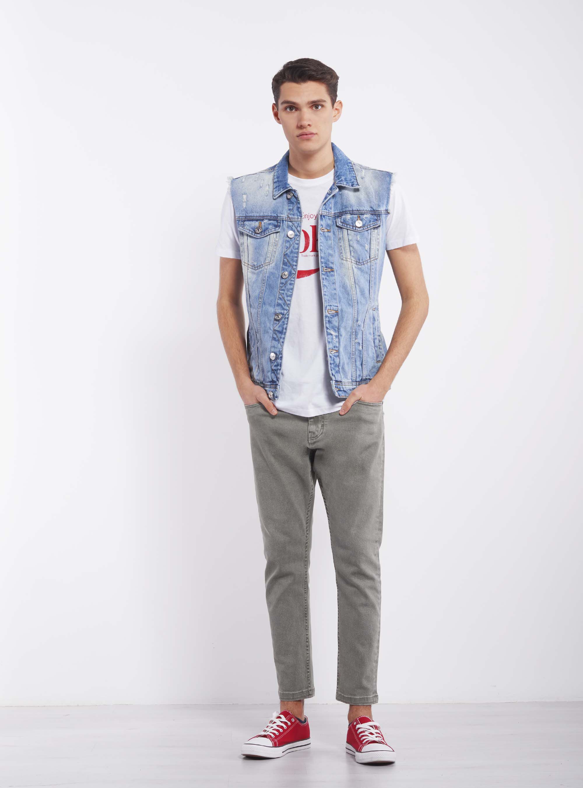 Giacca jeans smanicata online uomo