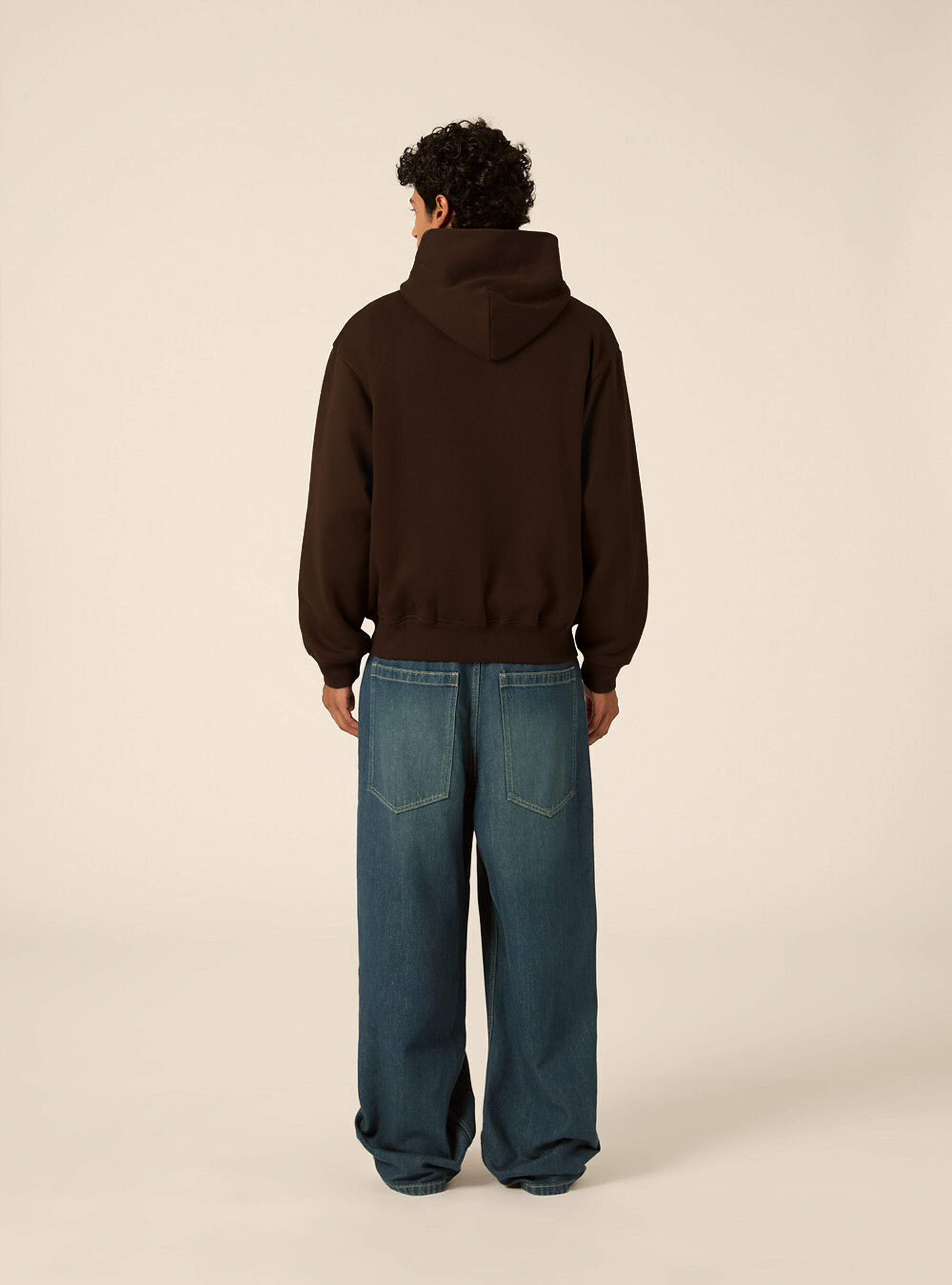 Sudadera con capucha y cremallera corte boxy, BR1 BROWN DARK