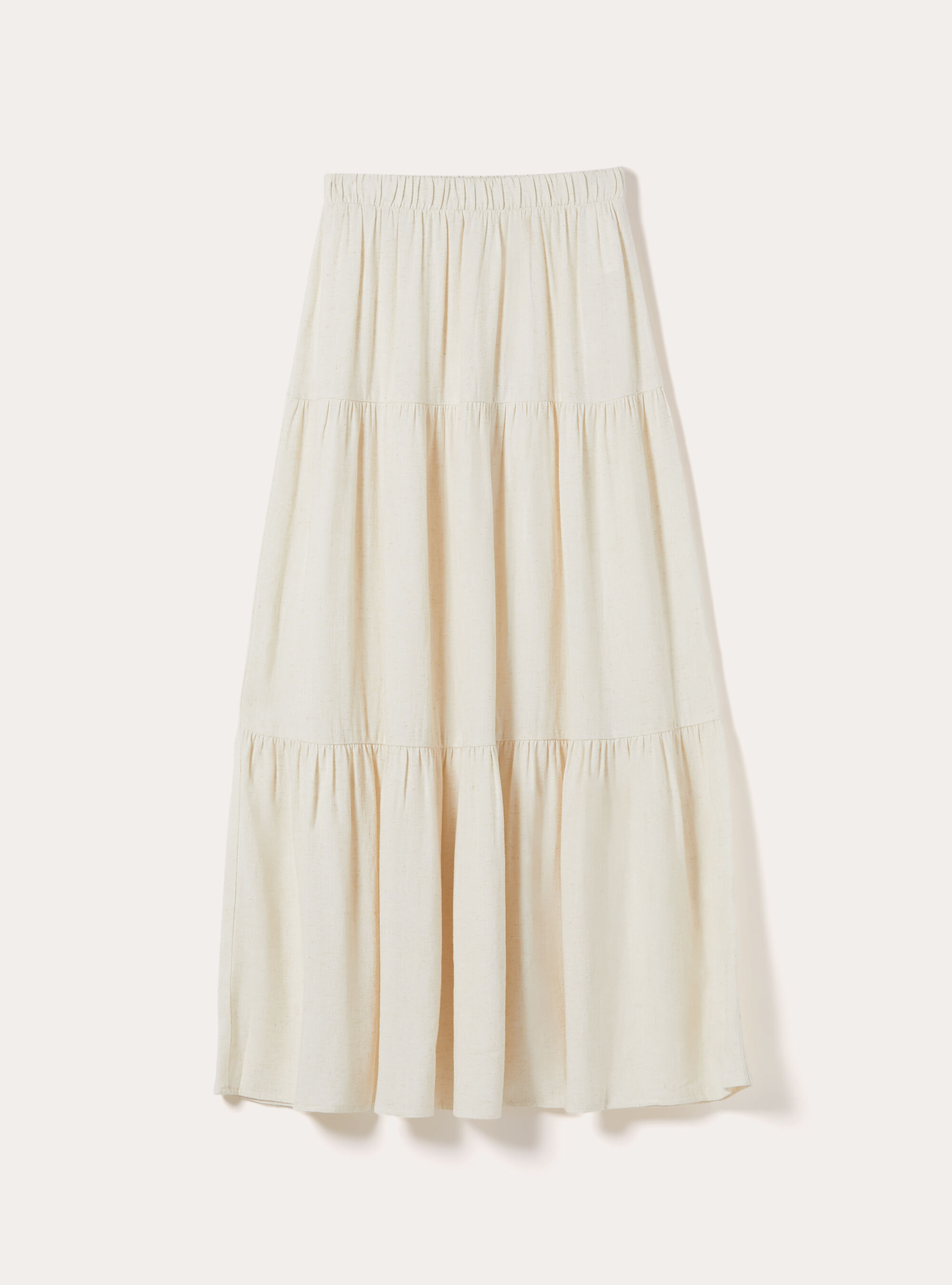 Falda boho con volantes en mezcla de lino, MBG3 BEIGE MEL LIGHT