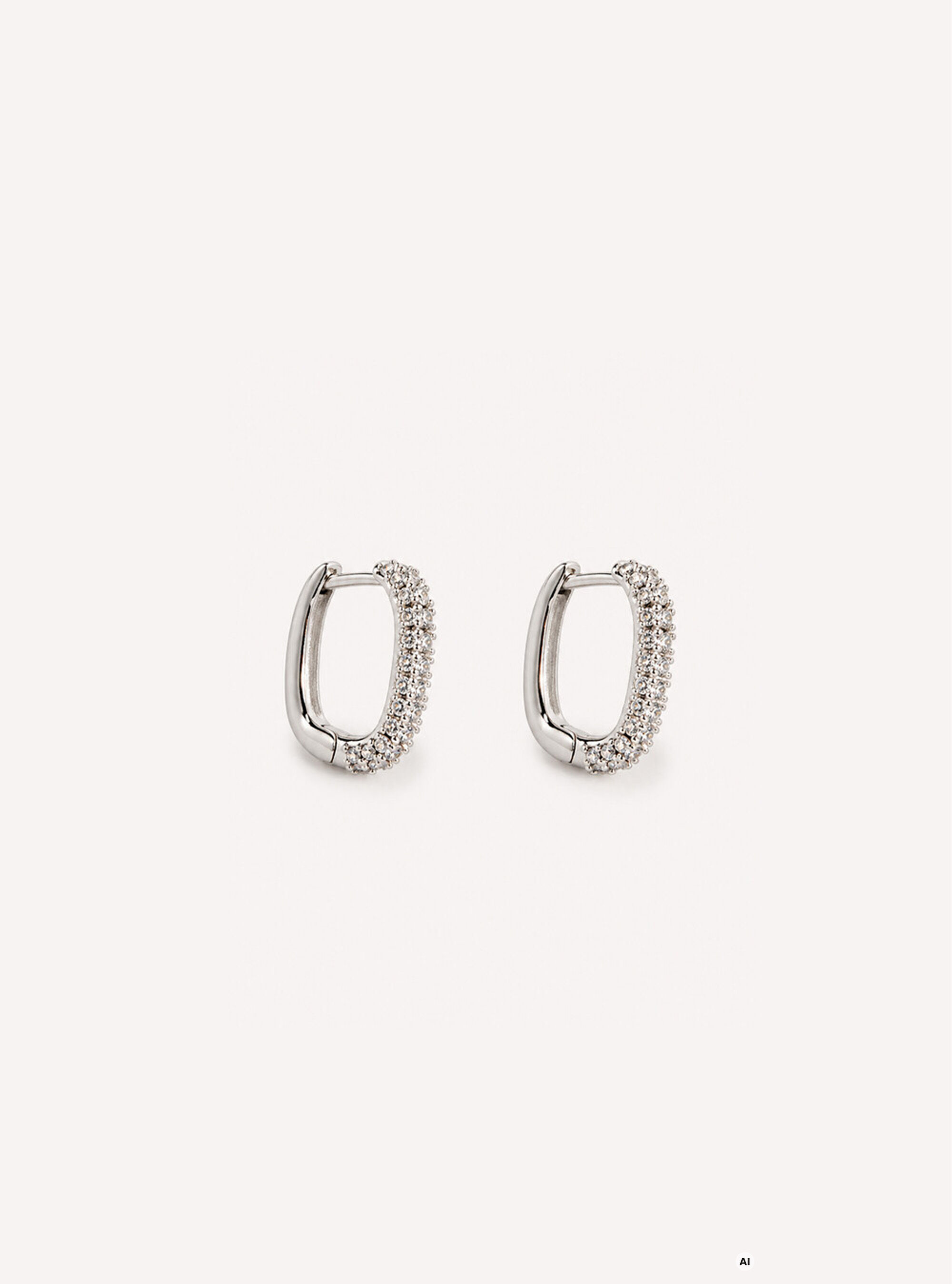 Oval hoop earrings with rhinestones