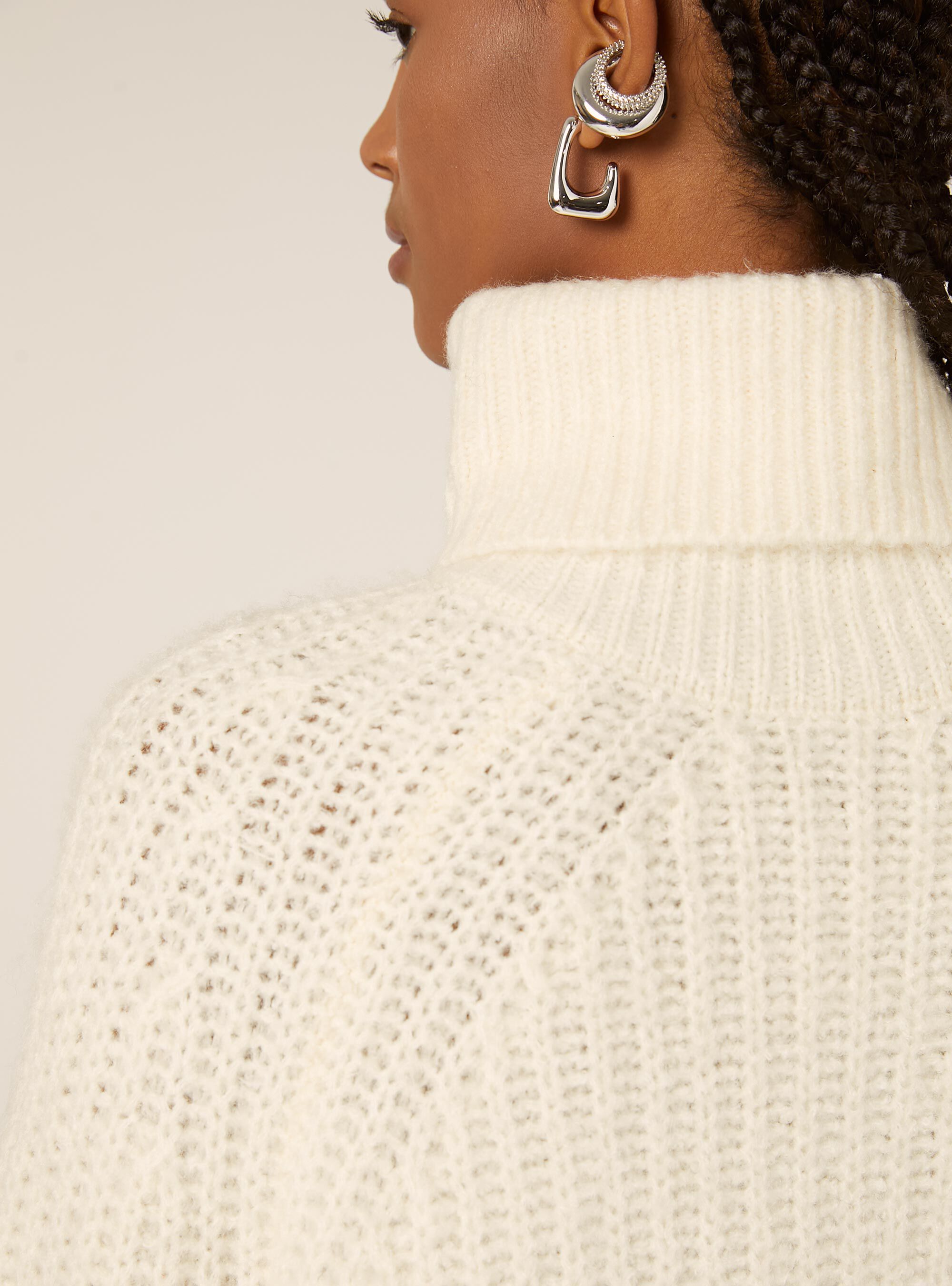 Jersey de cuello alto con canal&eacute; ingl&eacute;s, WH1 OFF WHITE