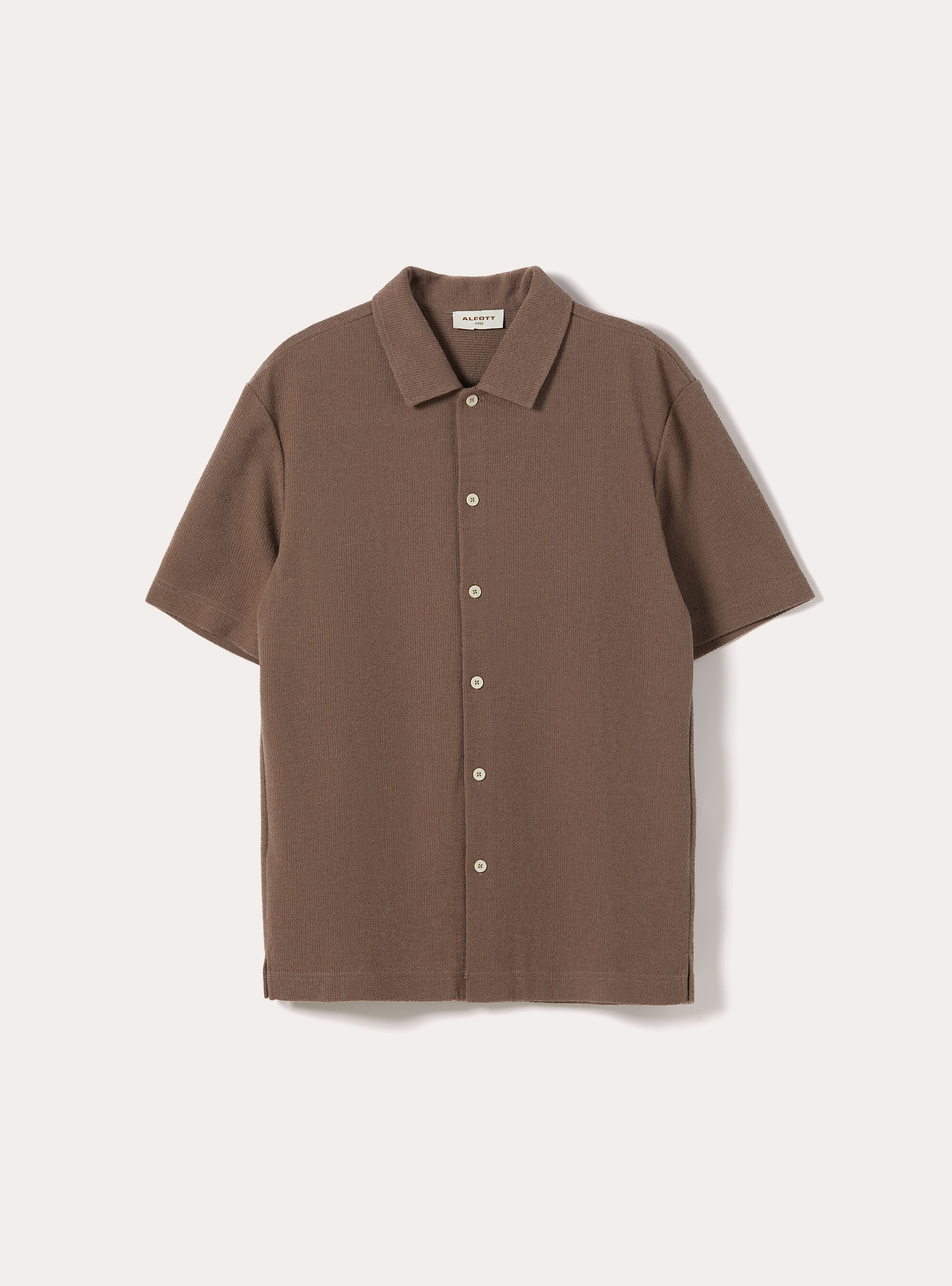 Textured short-sleeved shirt, BR2 BROWN MEDIUM