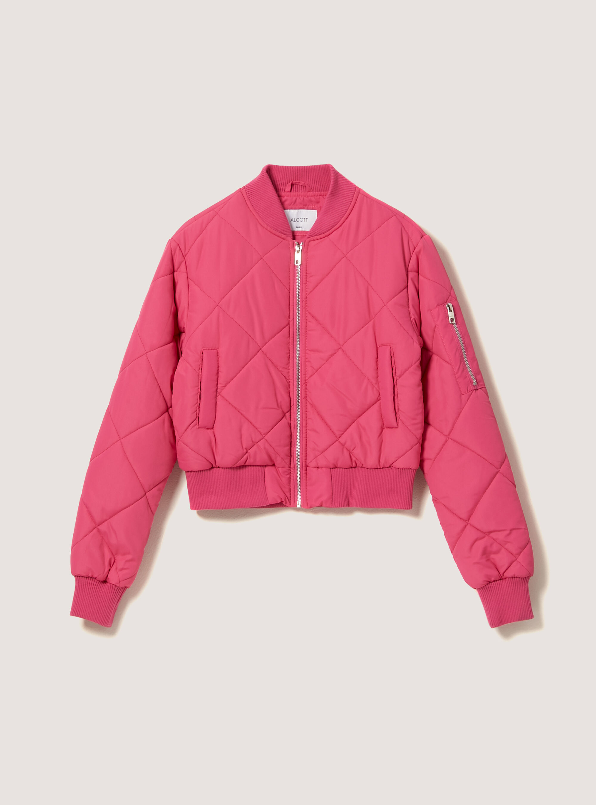 Cropped bomber jacket with recycled padding, FX2 FUXIA MEDIUM