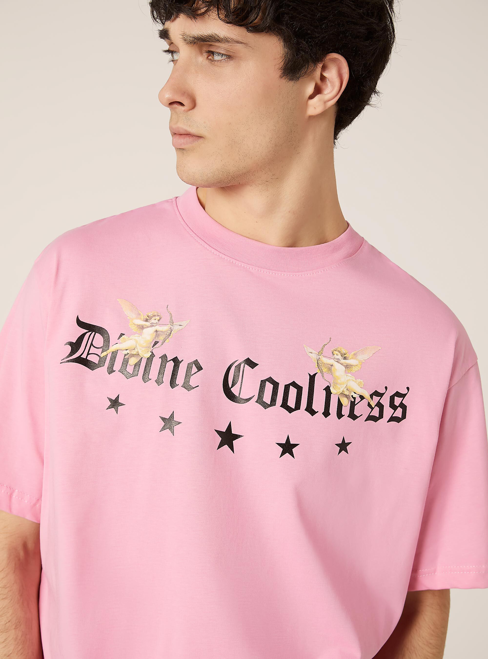 Boxy fit T-shirt with print, PK2 PINK MEDIUM