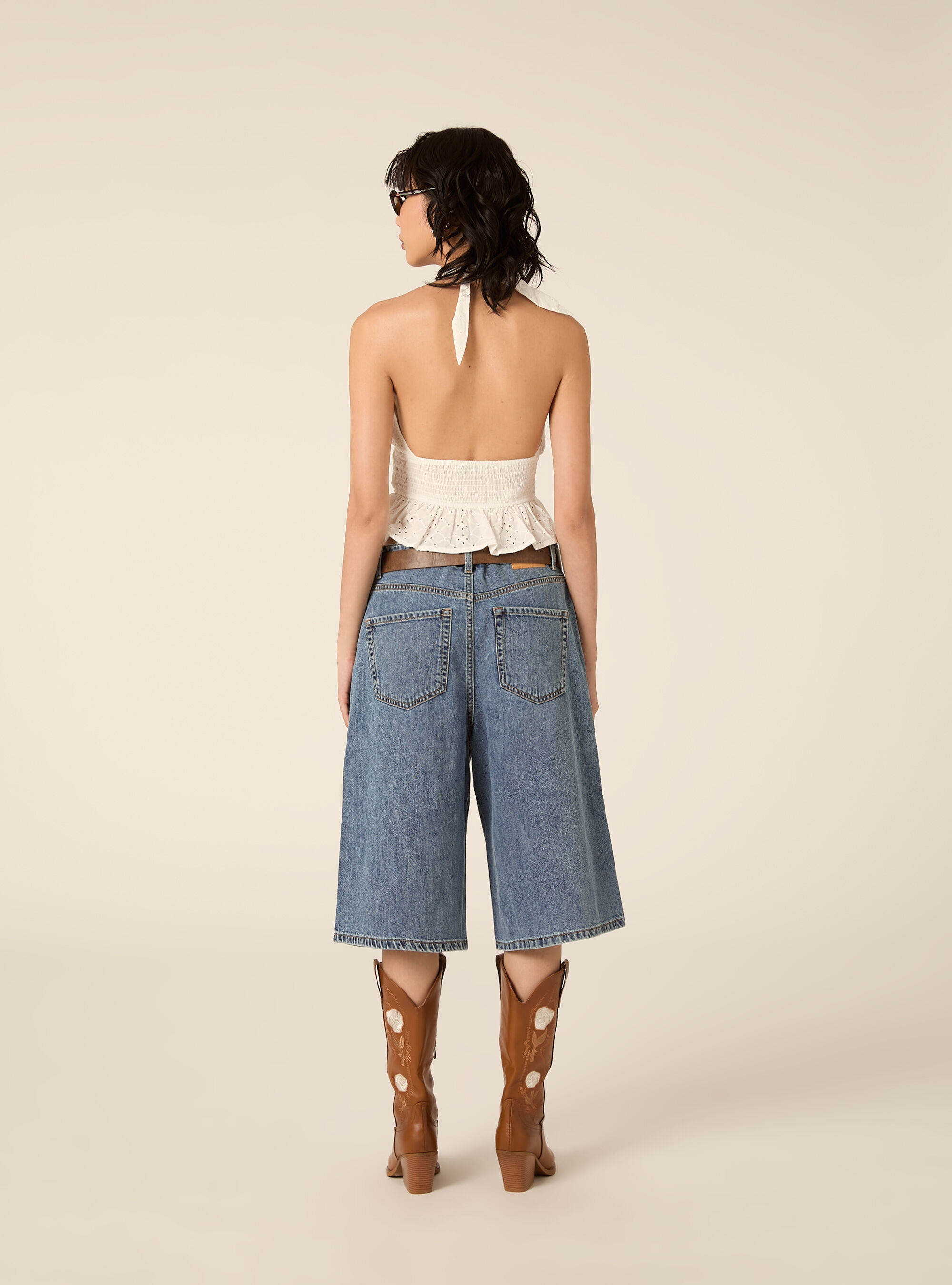 Blusa top in sangallo, WH2 WHITE