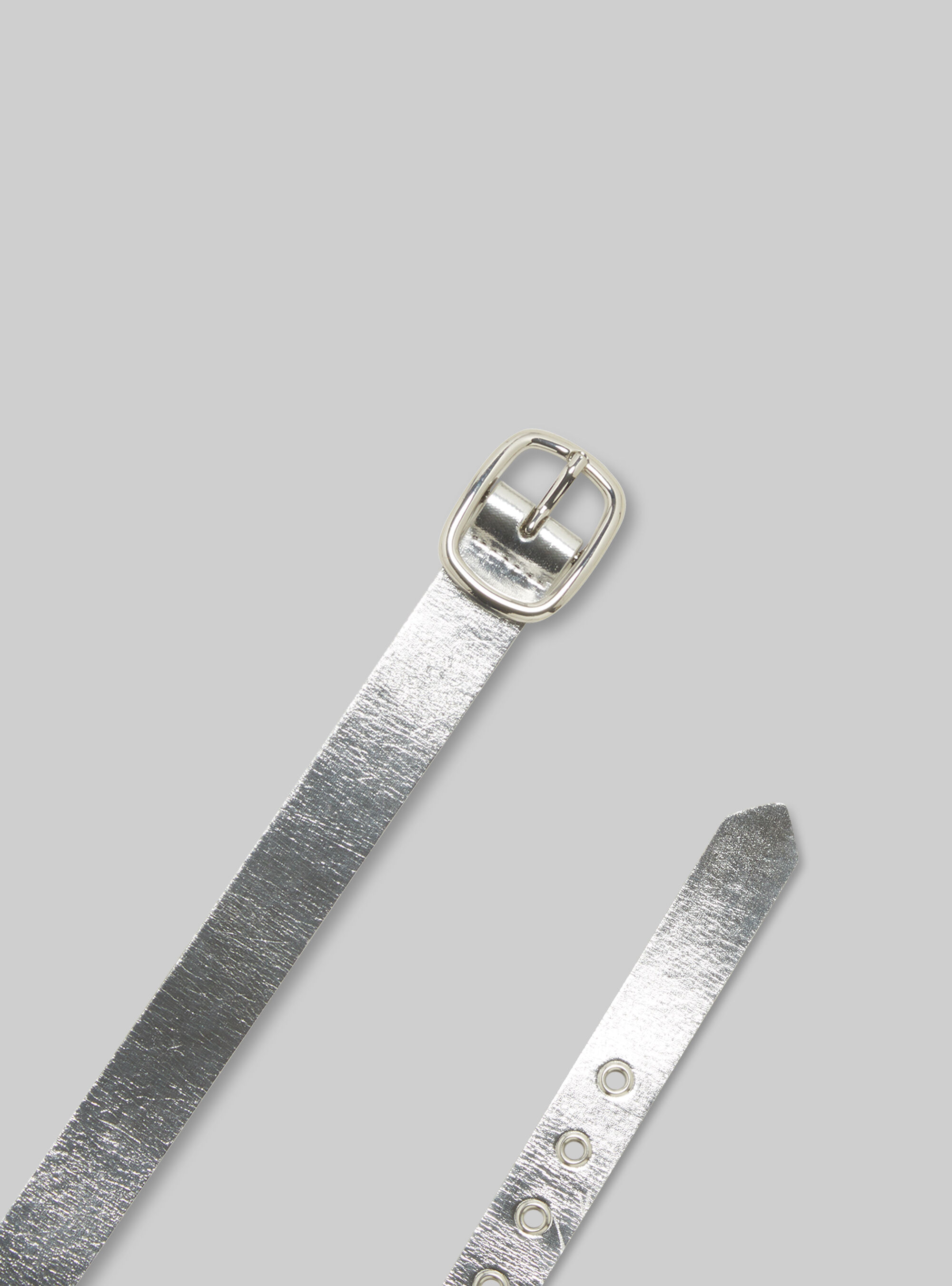 Metallic effect belt with eyelet, SILVER