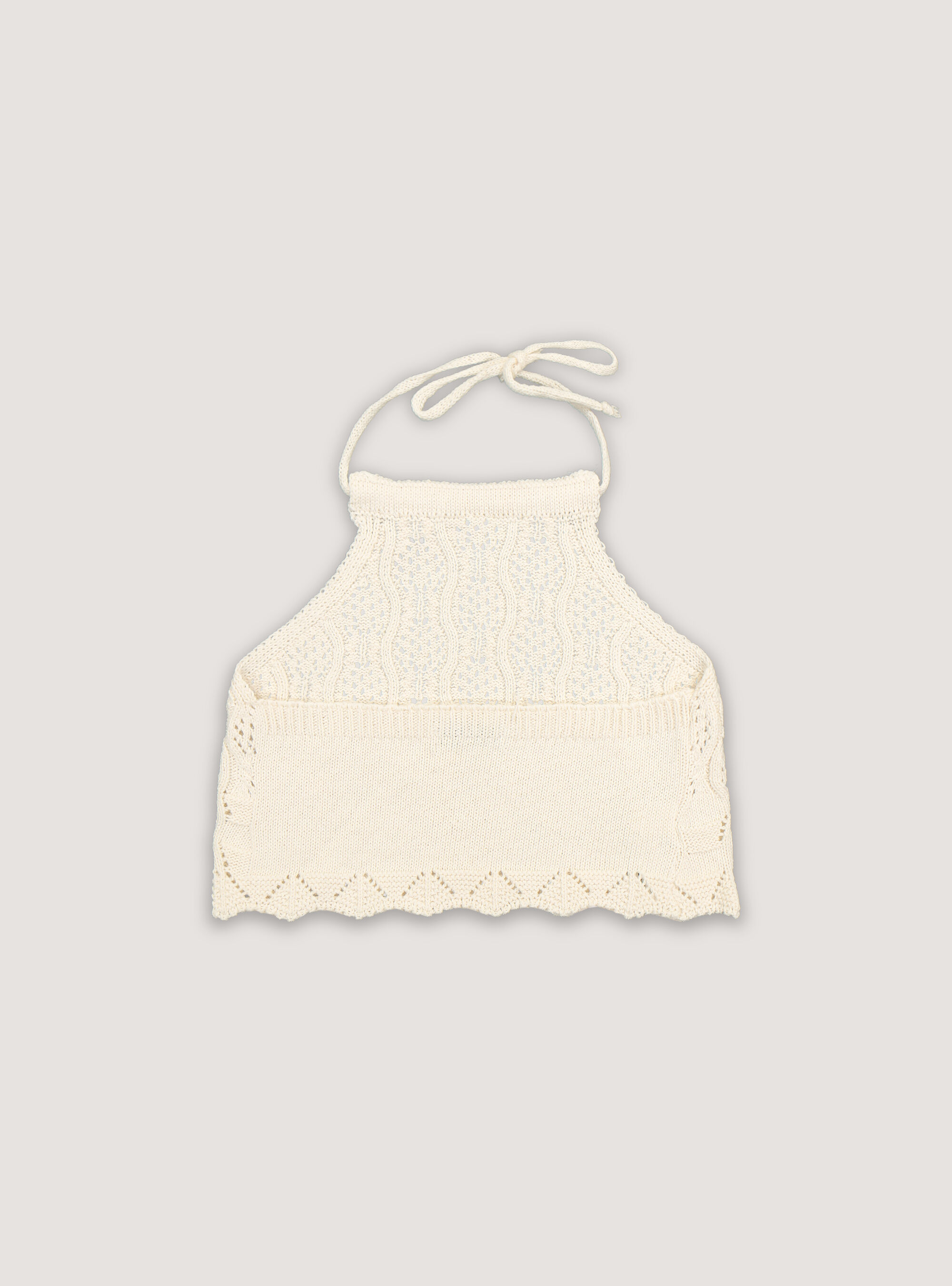 Cropped crochet knit top, WH1 OFF WHITE
