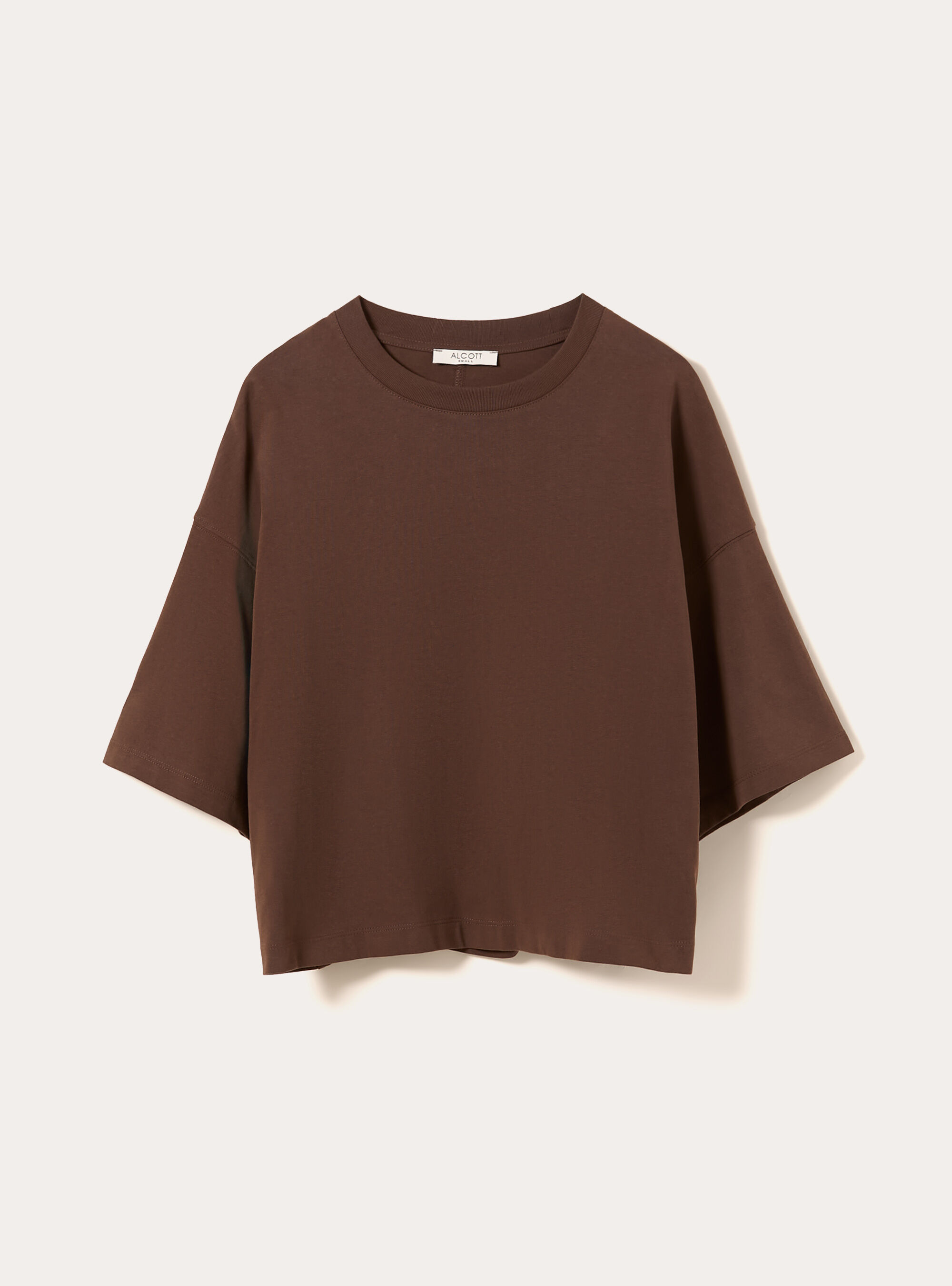 Camiseta b&aacute;sica de corte cuadrado, BR2 BROWN MEDIUM