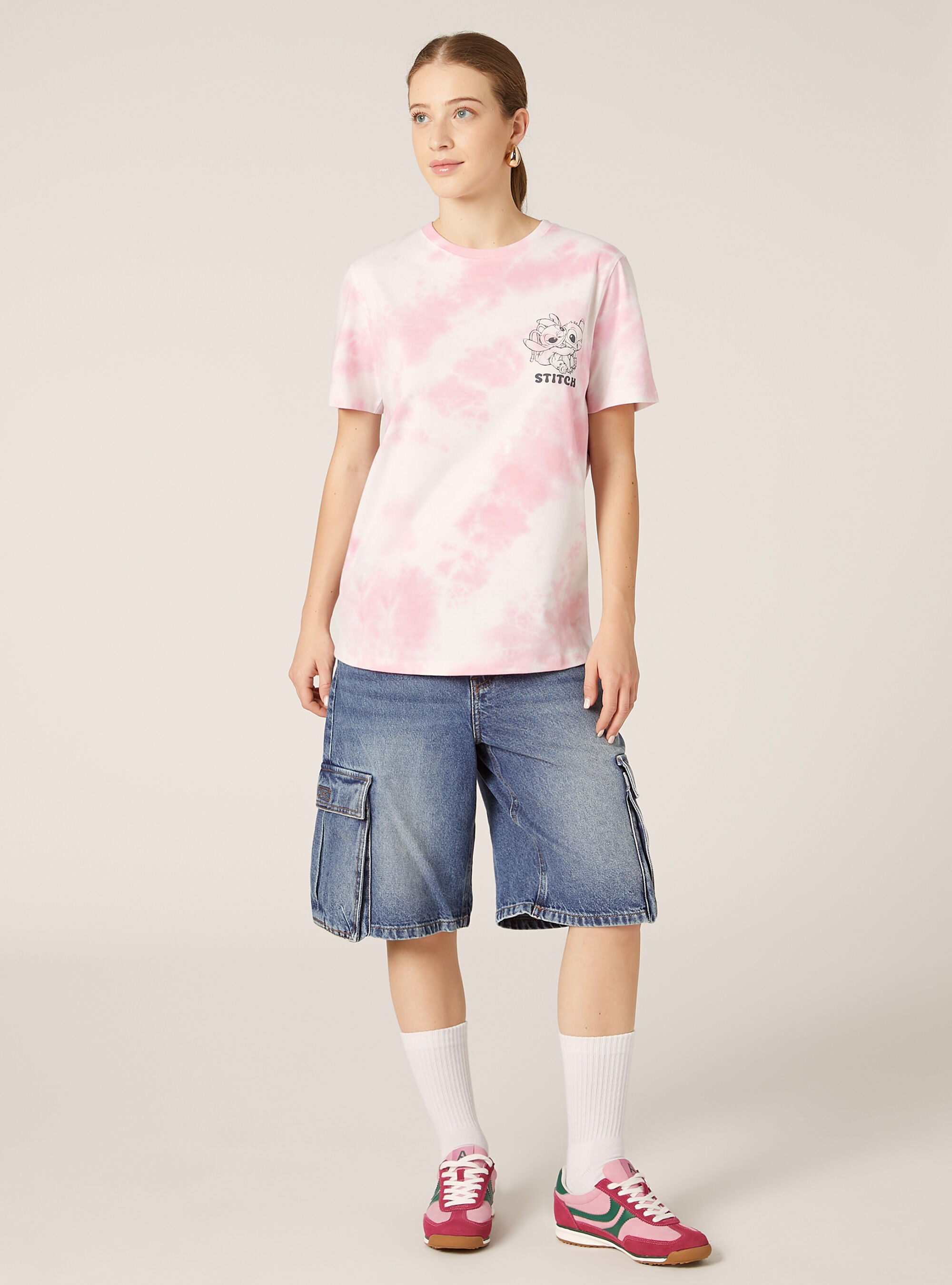 Stitch / Alcott print t-shirt, PK1 PINK DARK