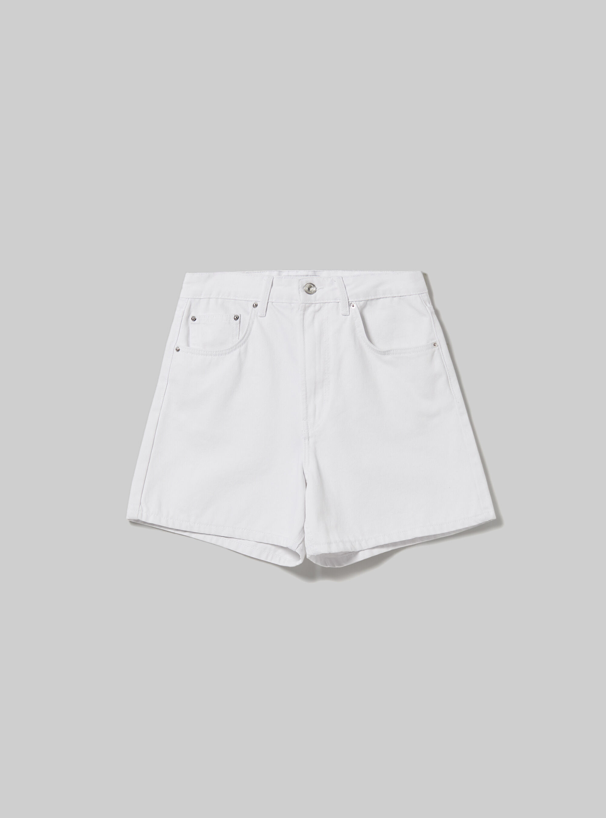 Short mom high waist, D099 WHITE