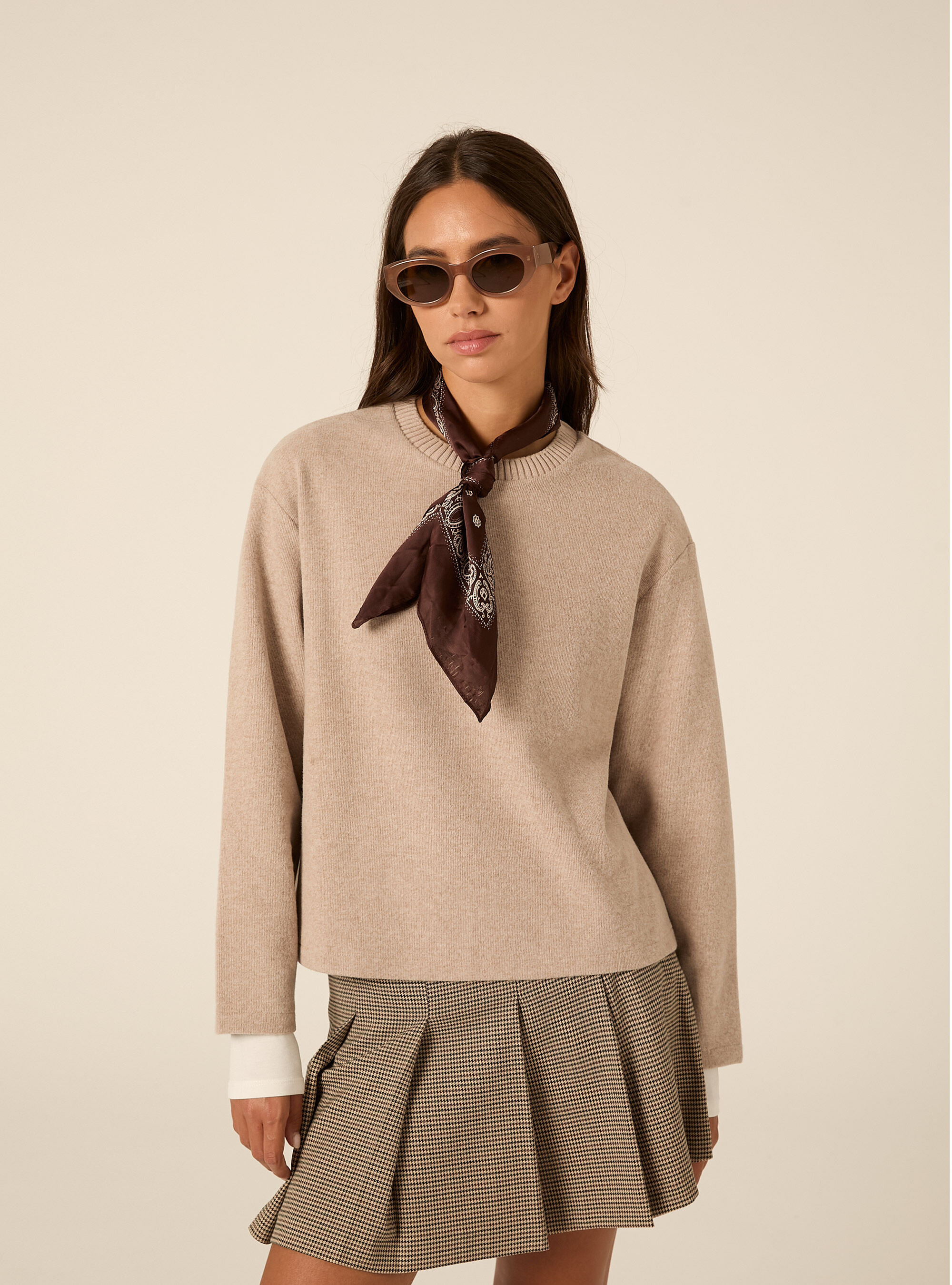 Maglia collo rotondo, MBG2 BEIGE MEL MED