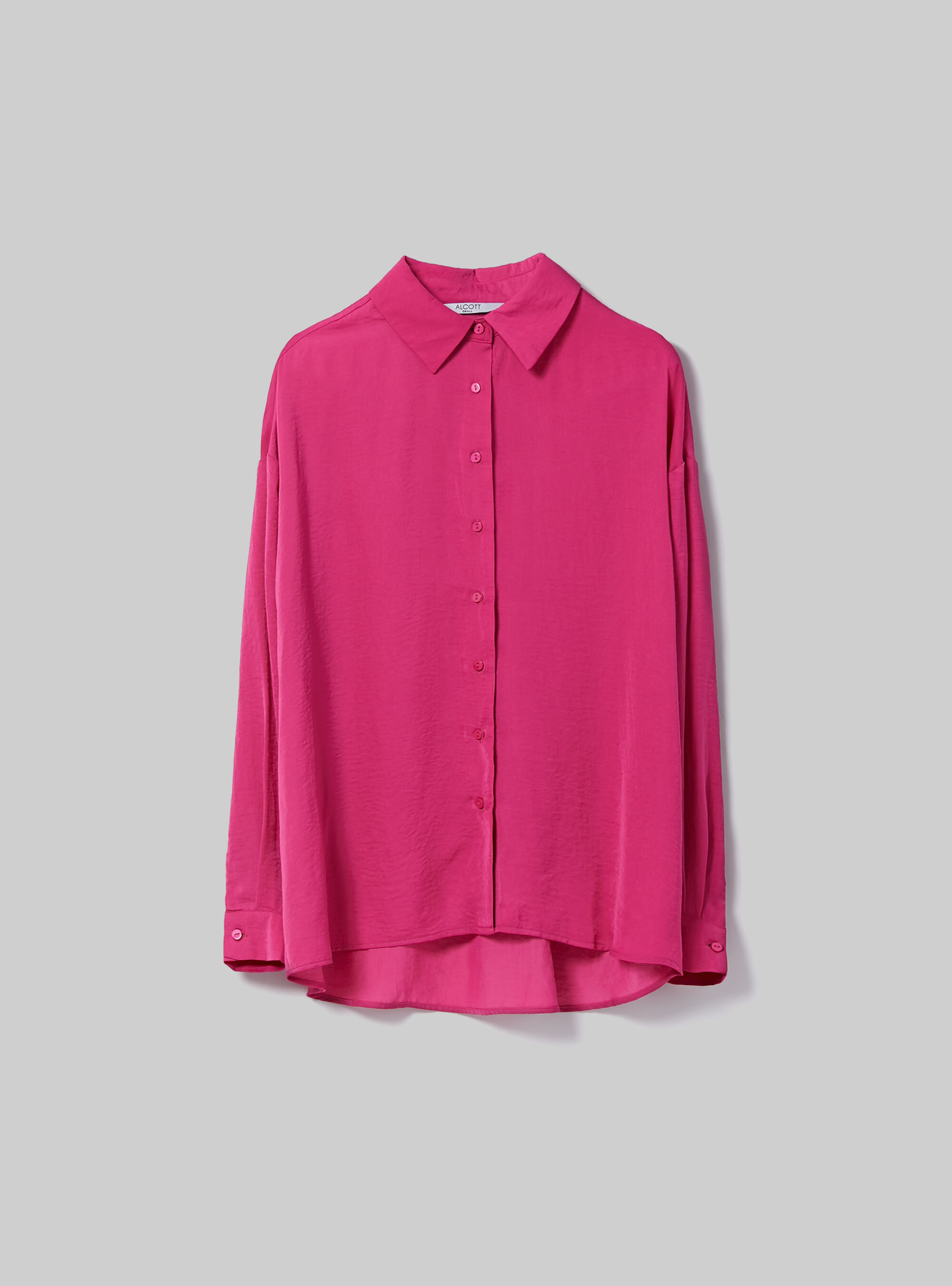 Camicia in satin in tinta unita, FX2 FUXIA MEDIUM