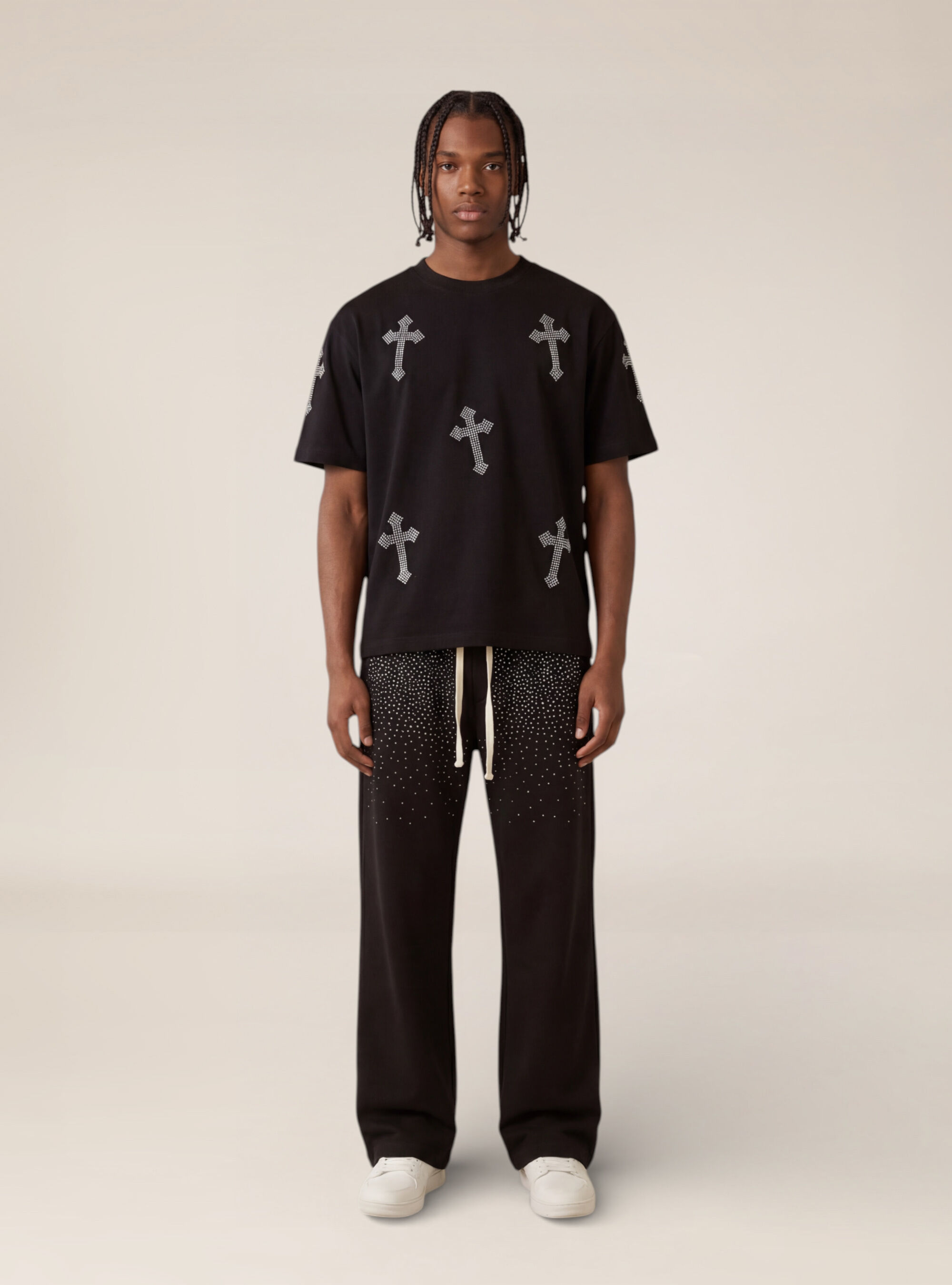 Jogger loose fit  in felpa con strass