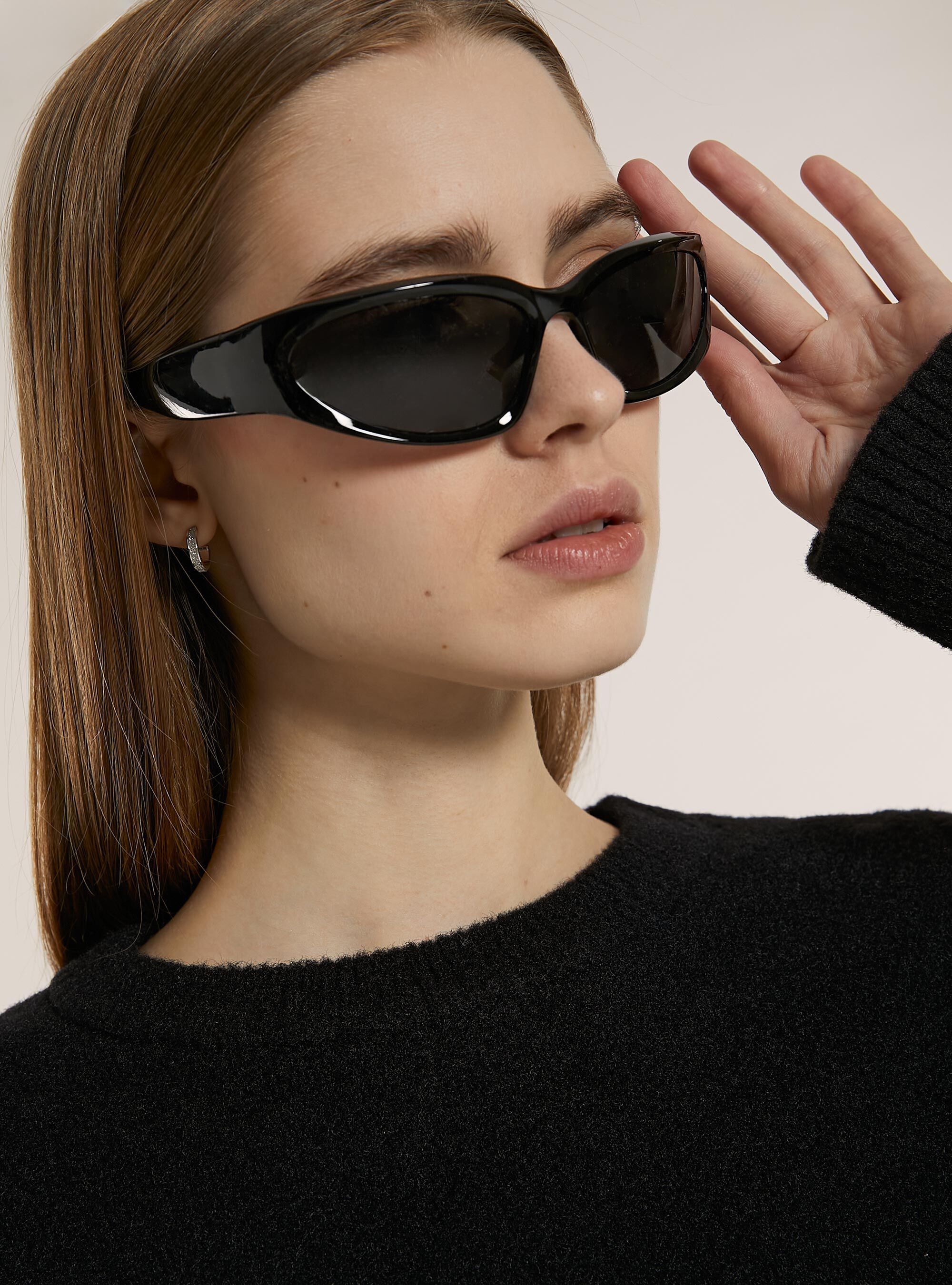 Pullover  girocollo pelo rasato, BK1 BLACK