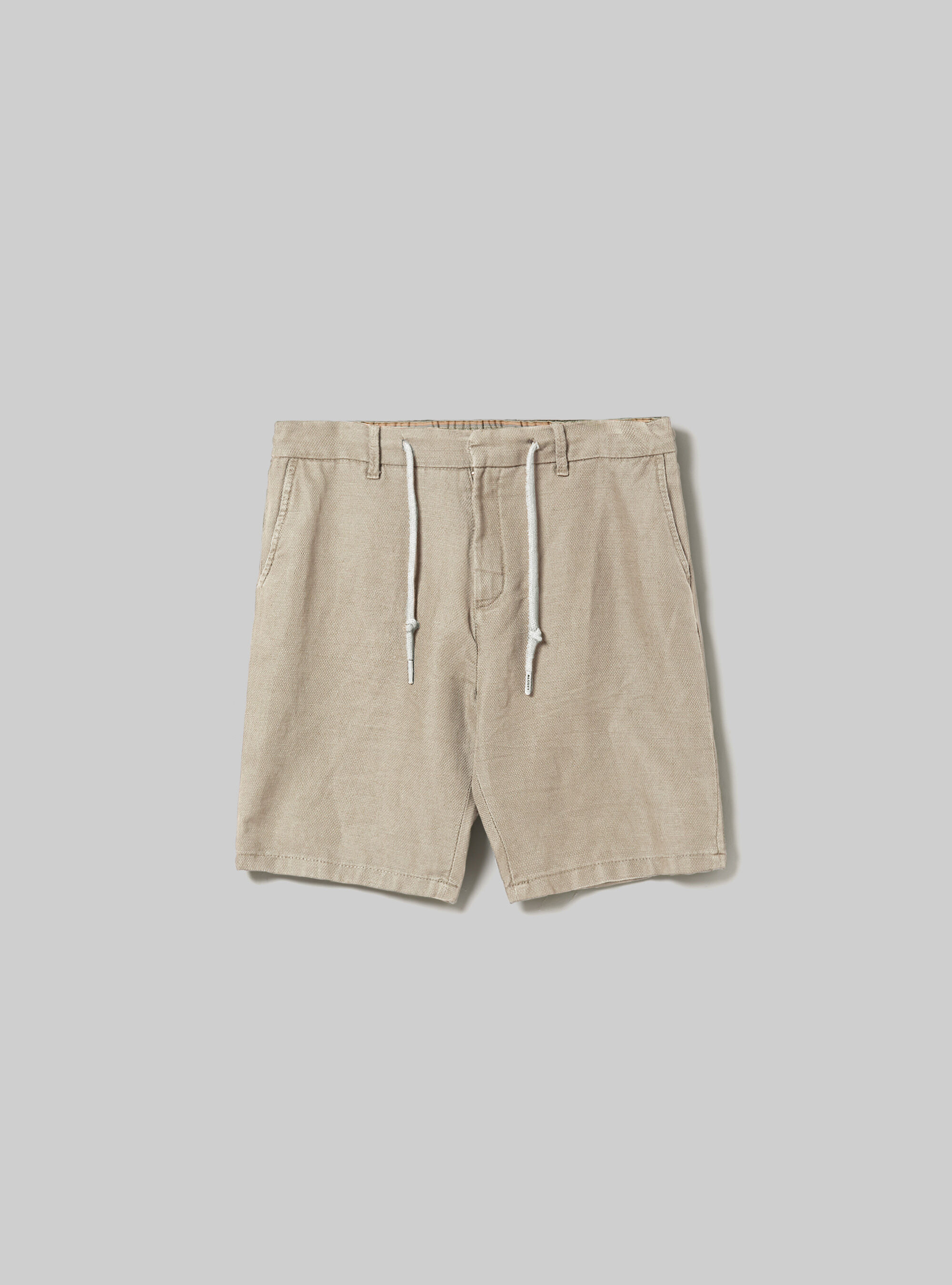 Bermudashorts aus einer Leinenmischung mit Knopf und Kordelzug in der Taille, BG2 BEIGE MEDIUM