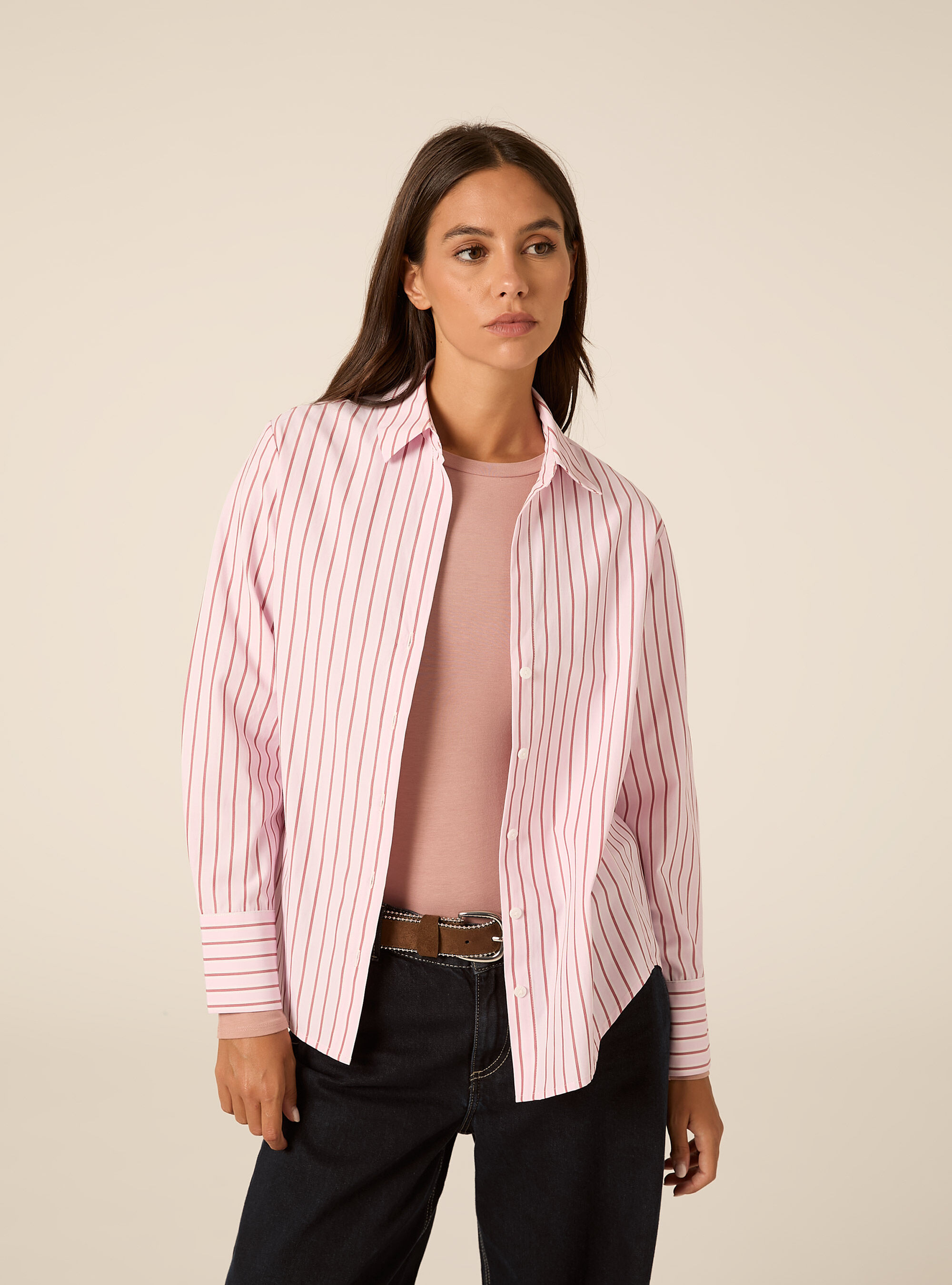 Camicia in popeline a righe
