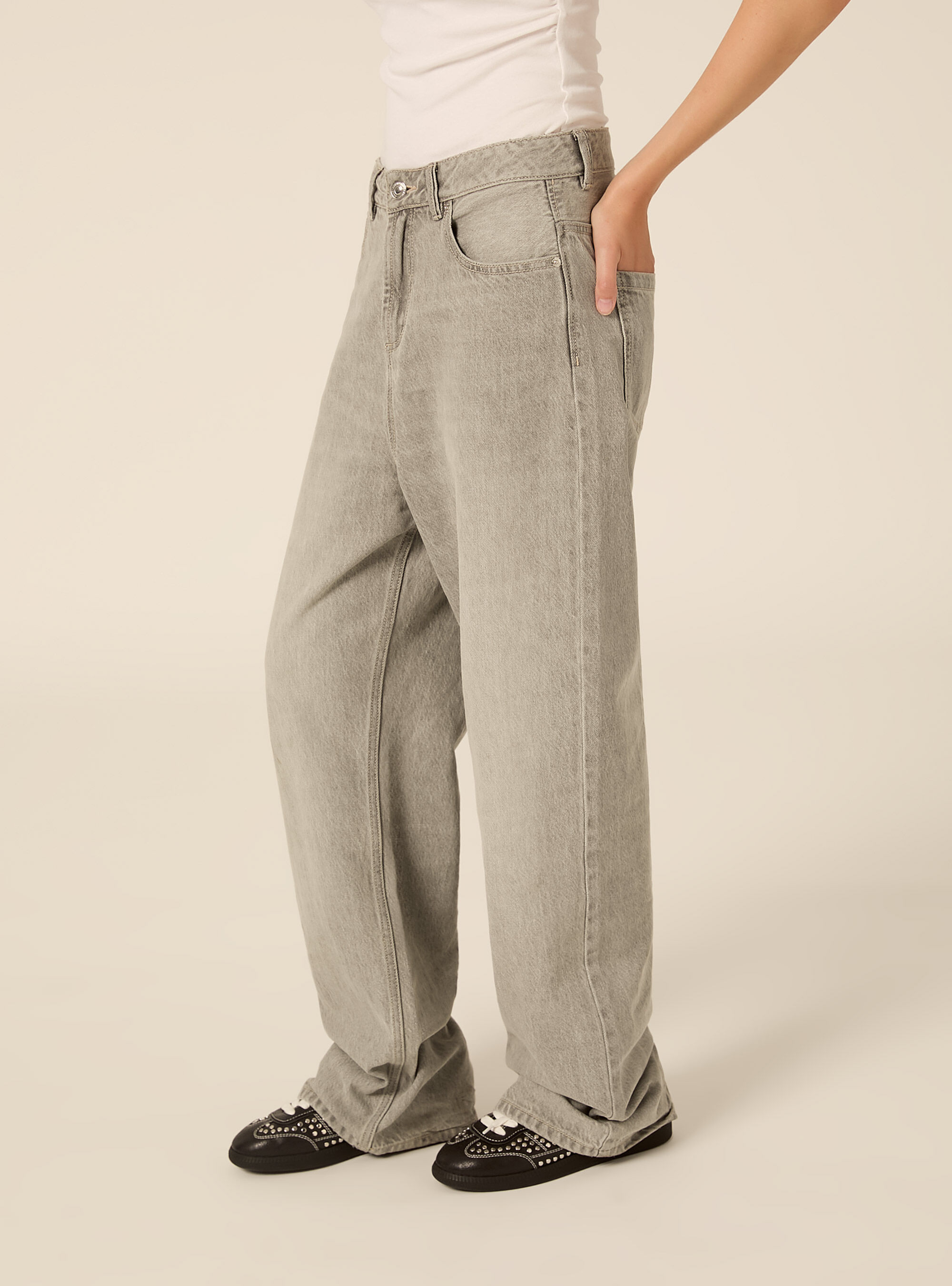 Jeans wide leg, D00G GREY