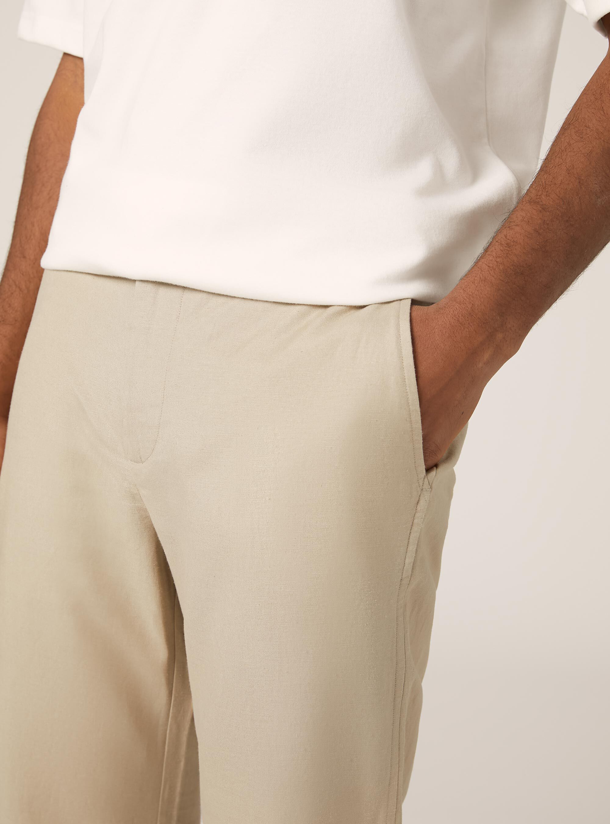 Linen blend chinos, BG2 BEIGE MEDIUM